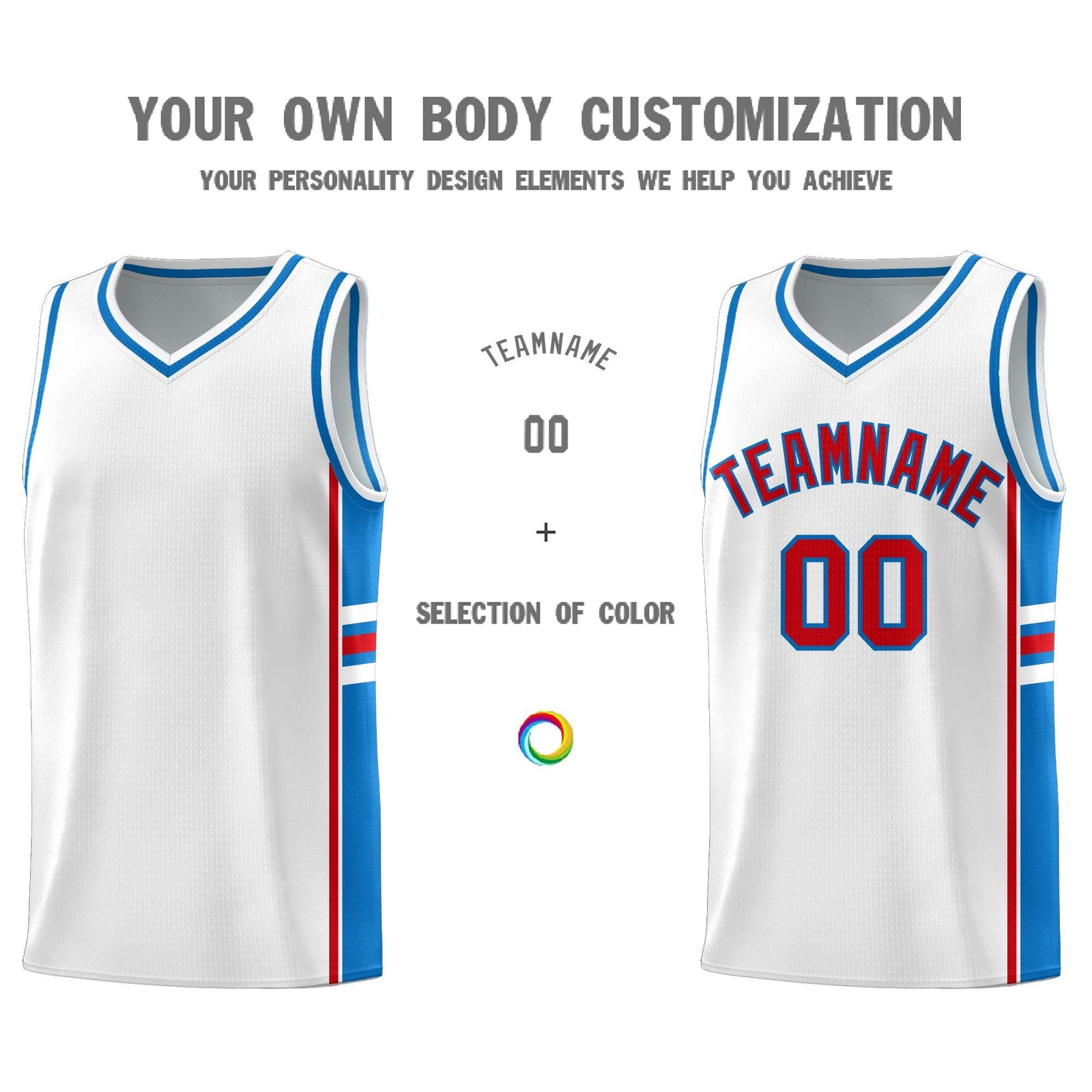 Custom Youth Basketball Jersey - White Royal Two-Tone Varsity Jersey Set