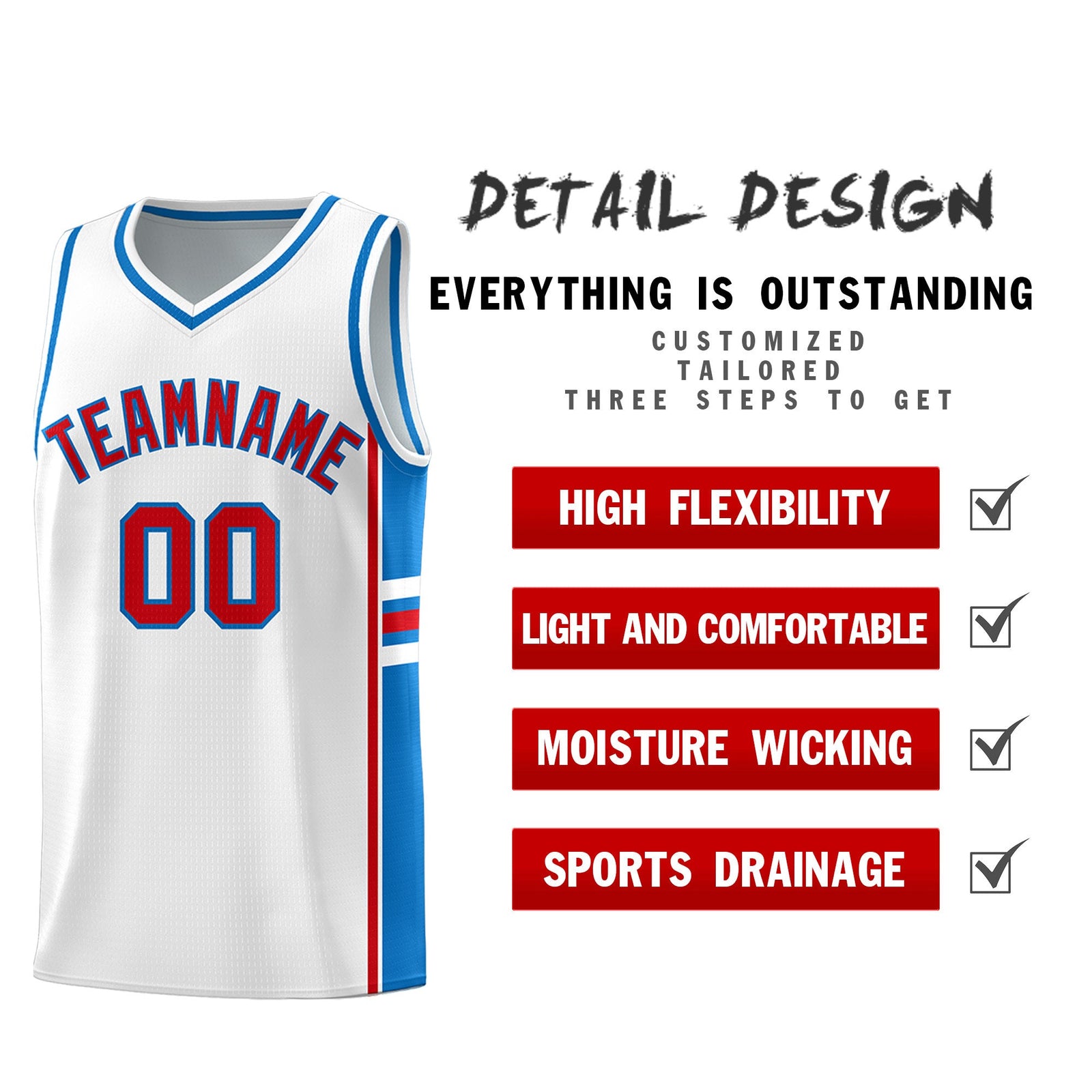 Custom Youth Basketball Jersey - White Royal Two-Tone Varsity Jersey Set