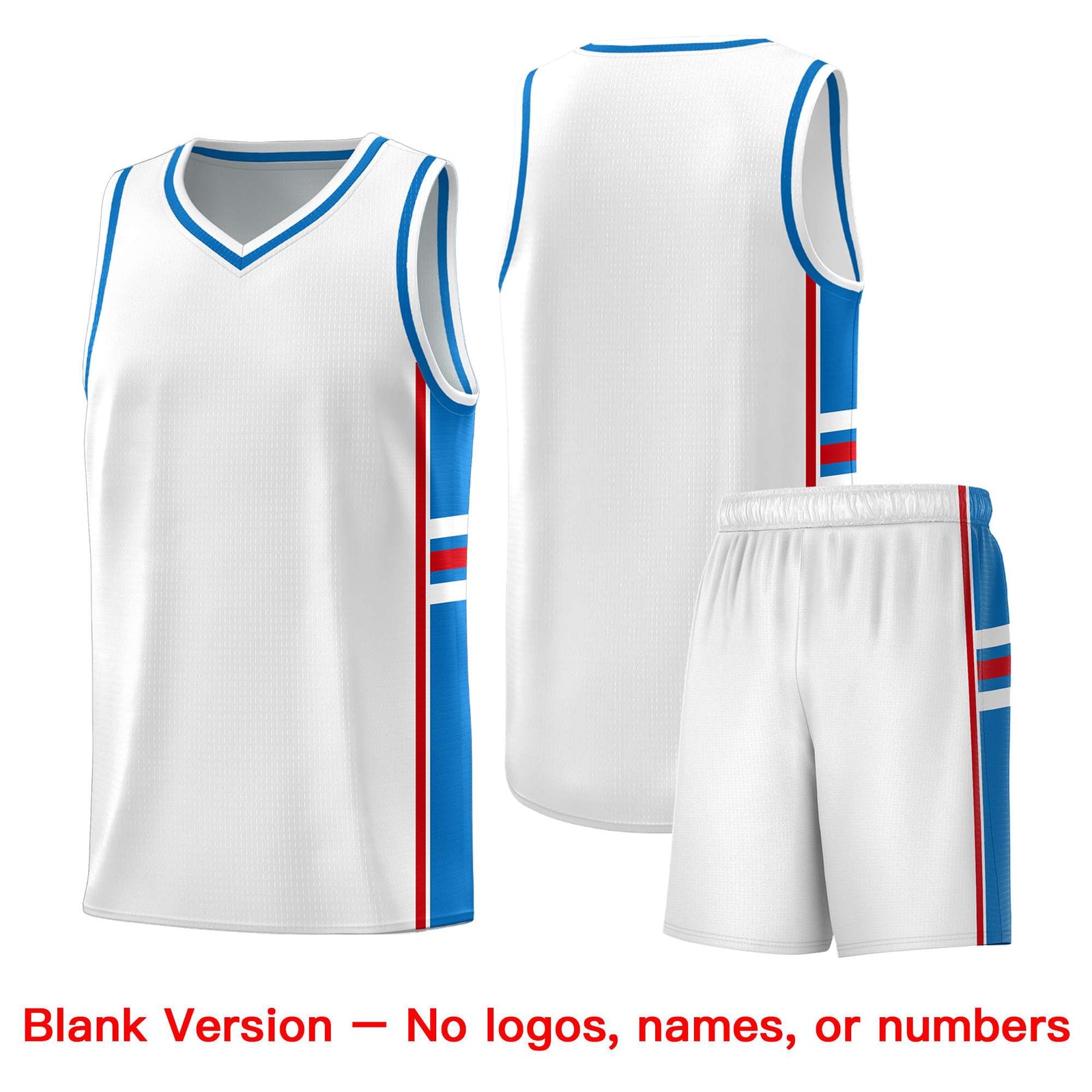 Custom Youth Basketball Jersey - White Royal Two-Tone Varsity Jersey Set
