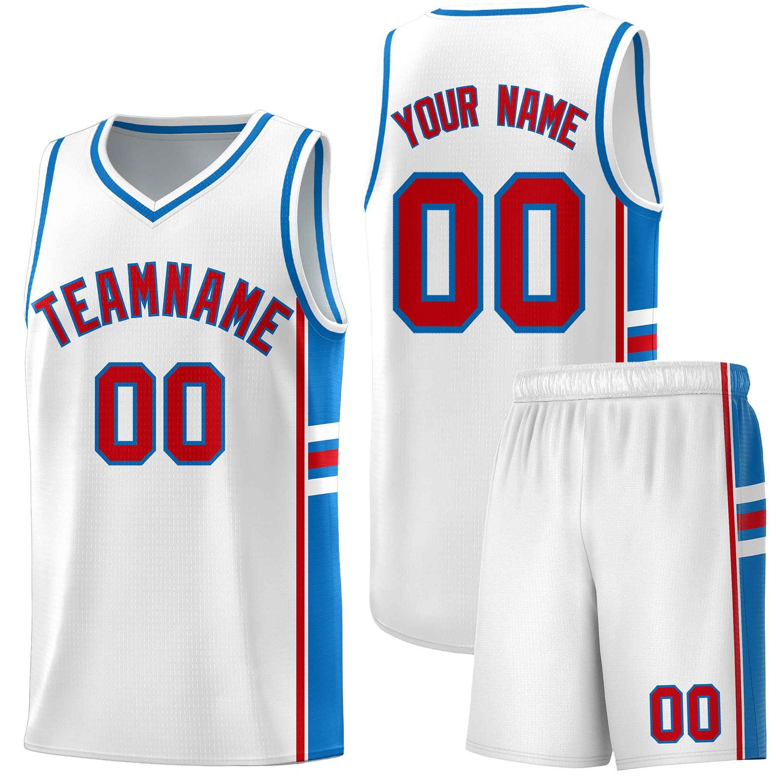 Custom Youth Basketball Jersey - White Royal Two-Tone Varsity Jersey Set