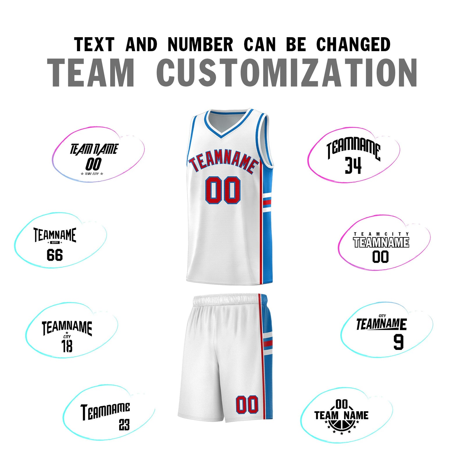 Custom Youth Basketball Jersey - White Royal Two-Tone Varsity Jersey Set