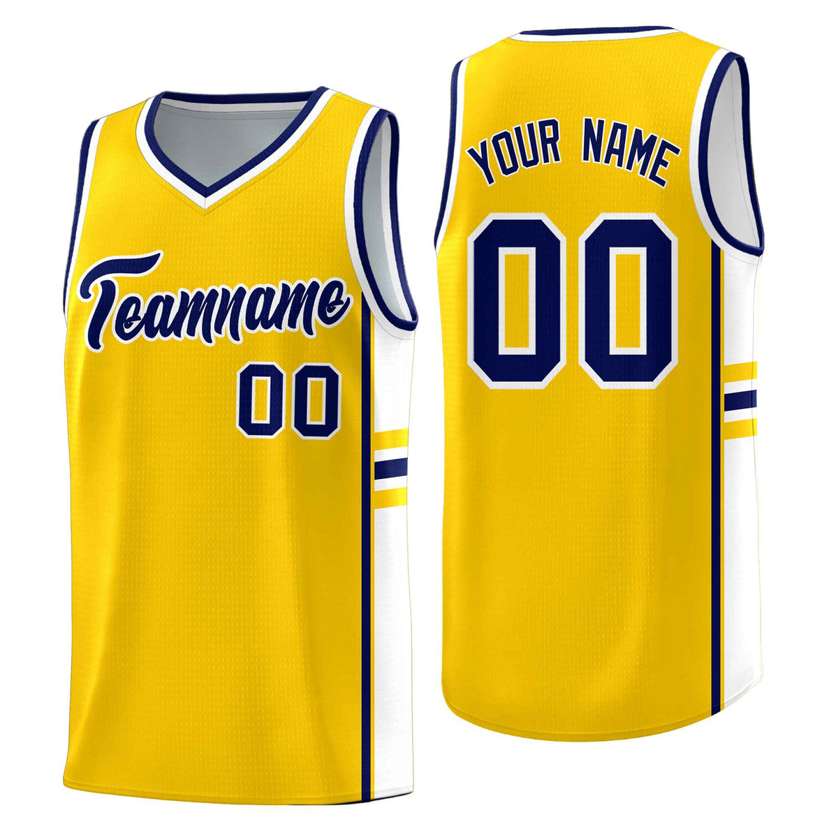 Custom Youth Basketball Jersey - Gold White Two-Tone Classic Varsity Uniform
