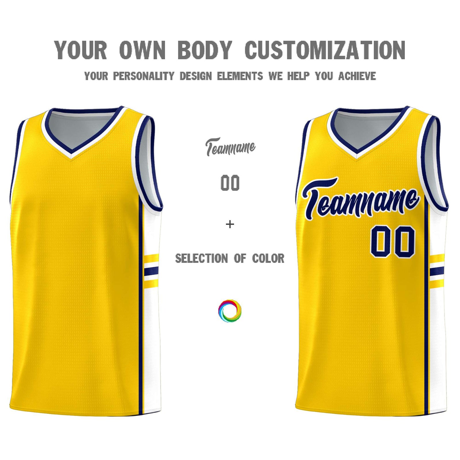 Custom Youth Basketball Jersey - Gold White Two-Tone Classic Varsity Uniform