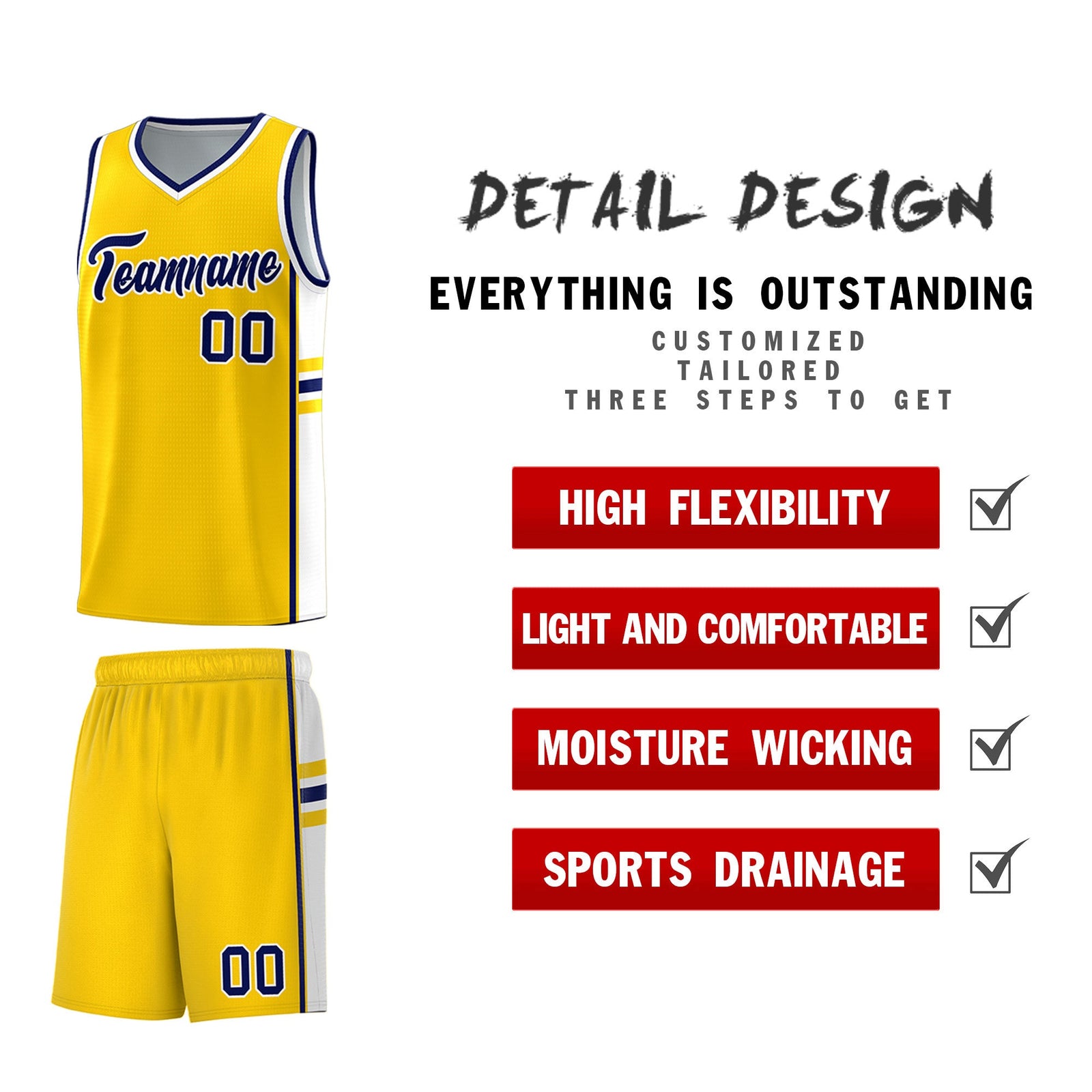 Custom Youth Basketball Jersey - Gold White Two-Tone Classic Varsity Uniform