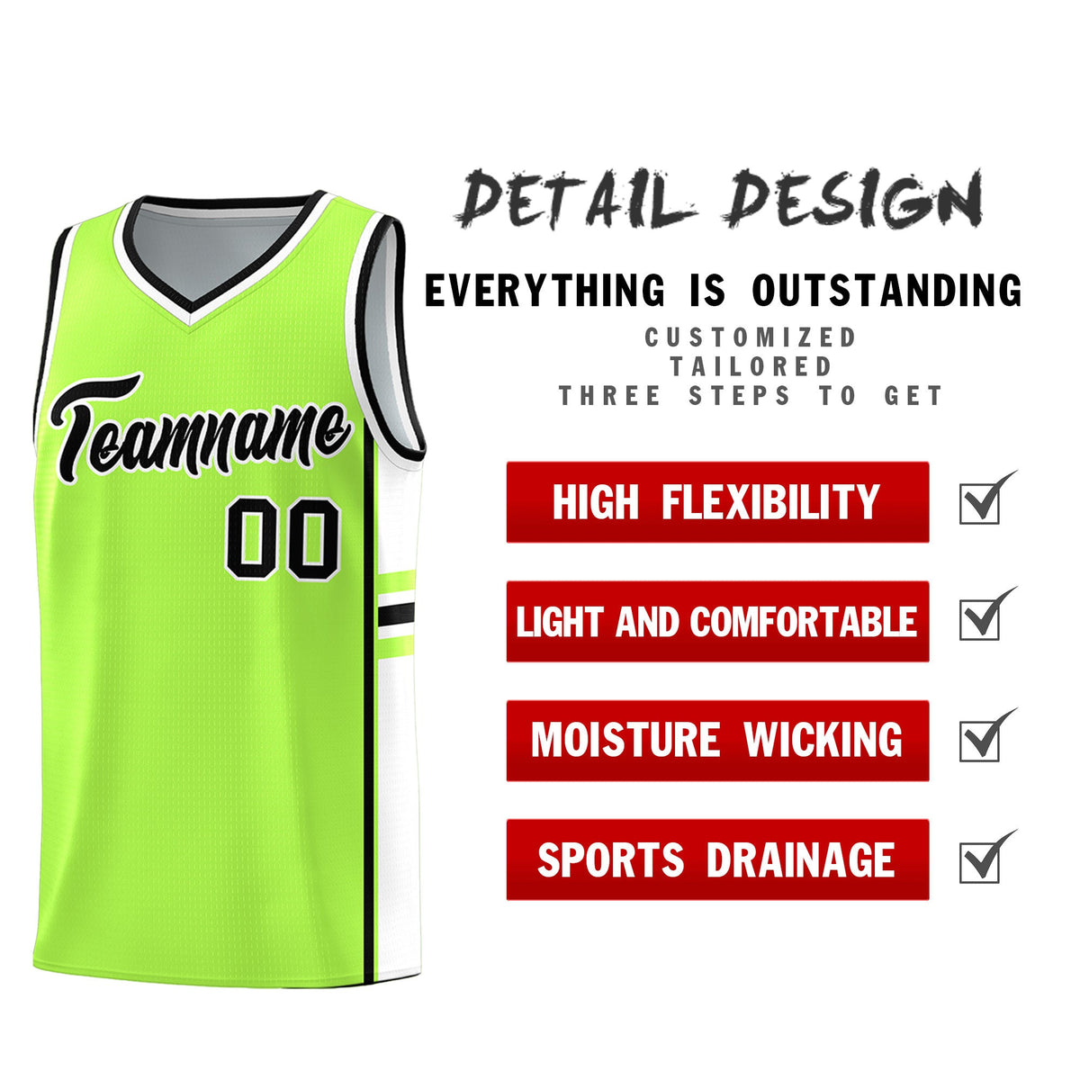 Custom Youth Basketball Jersey - Fluorescent Green White Two-Tone Varsity Jersey Set