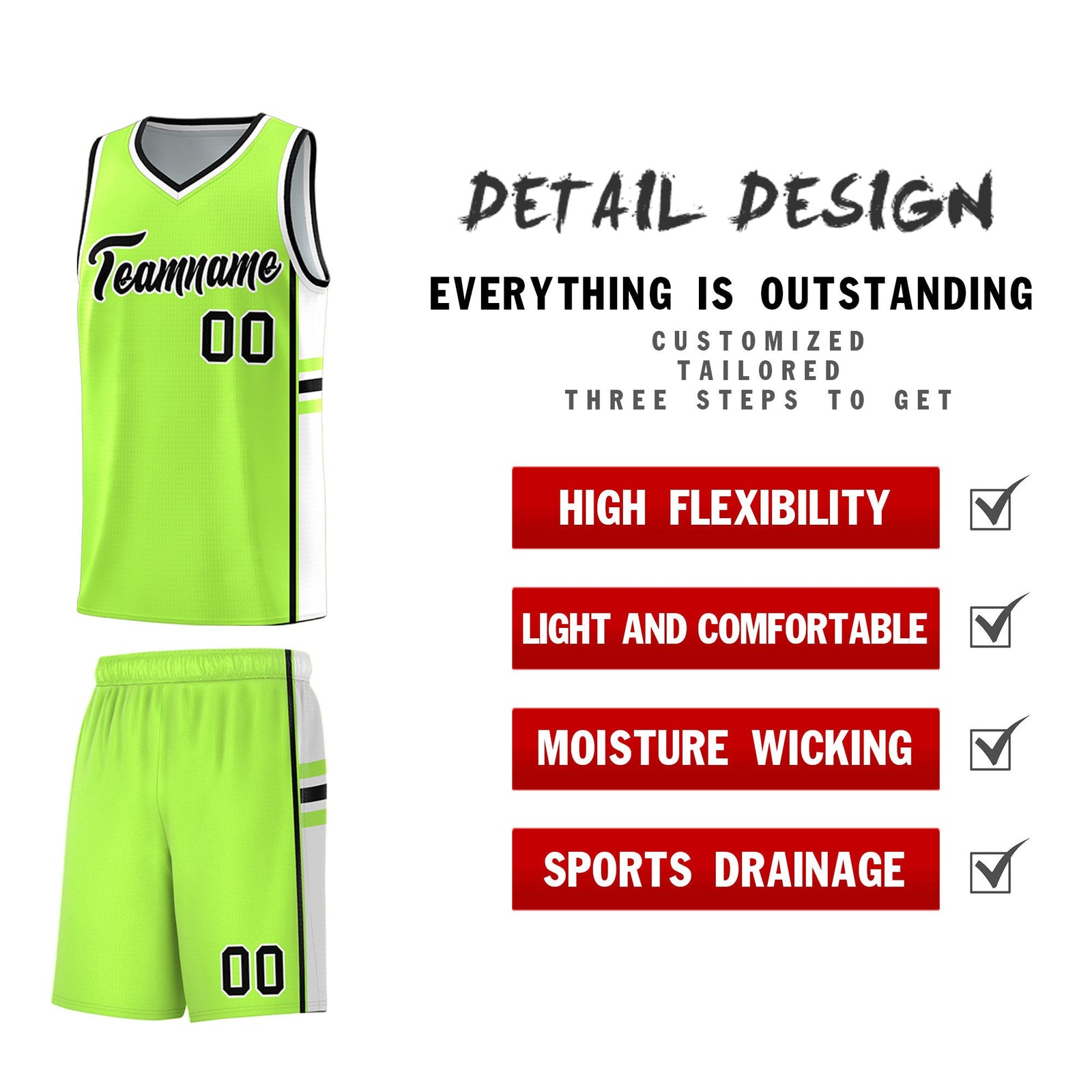 Custom Youth Basketball Jersey - Fluorescent Green White Two-Tone Varsity Jersey Set