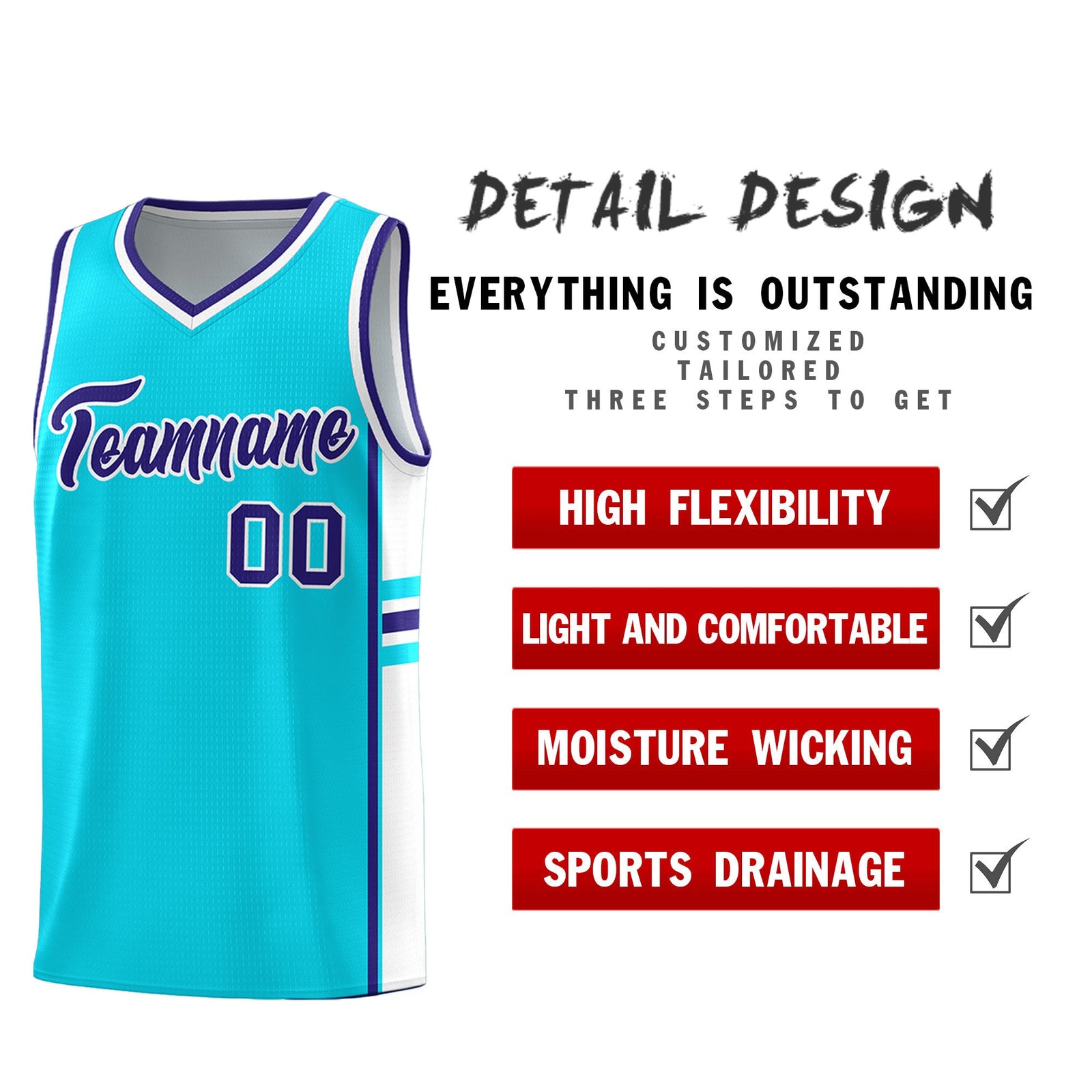 Custom Youth Basketball Jersey - Sky Blue White Two-Tone Classic Varsity Uniform