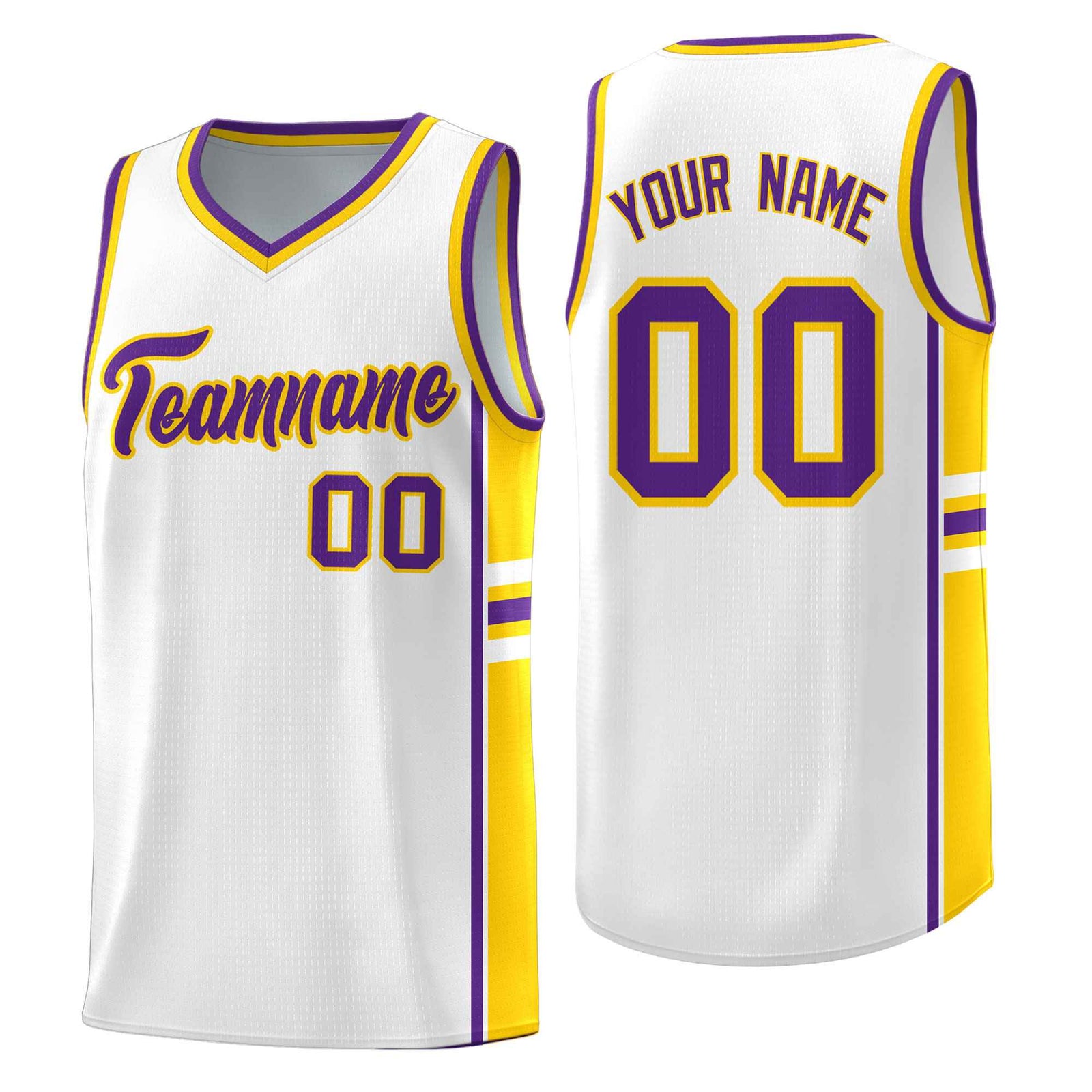 Custom Youth Basketball Jersey - White Gold Personalized Varsity Two-Tone Uniform