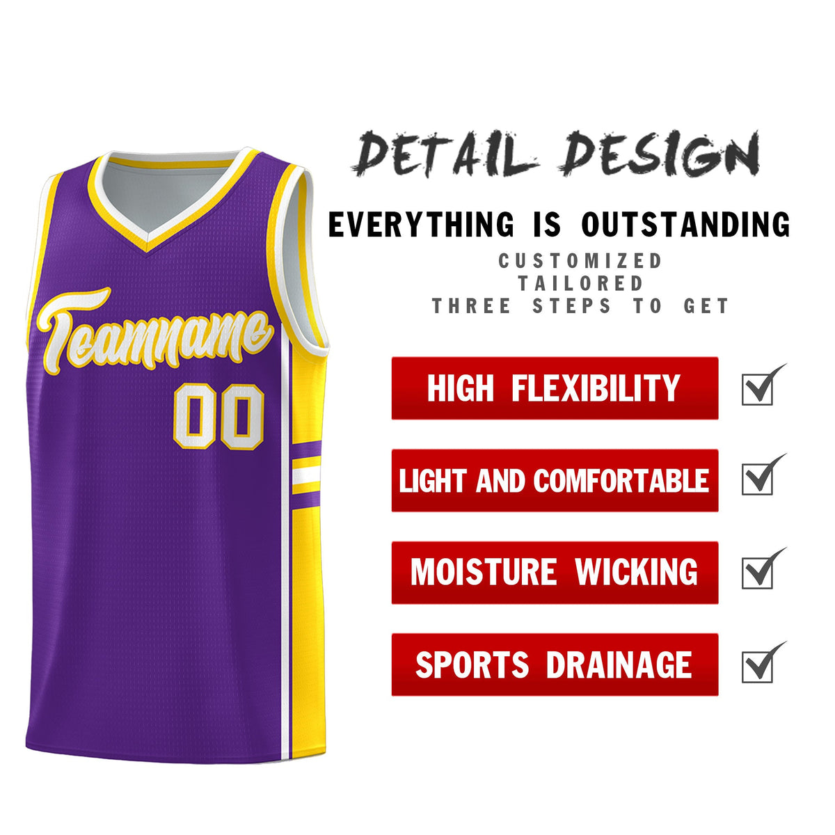 Custom Youth Basketball Jersey - Purple Gold Two-Tone Varsity Jersey Set