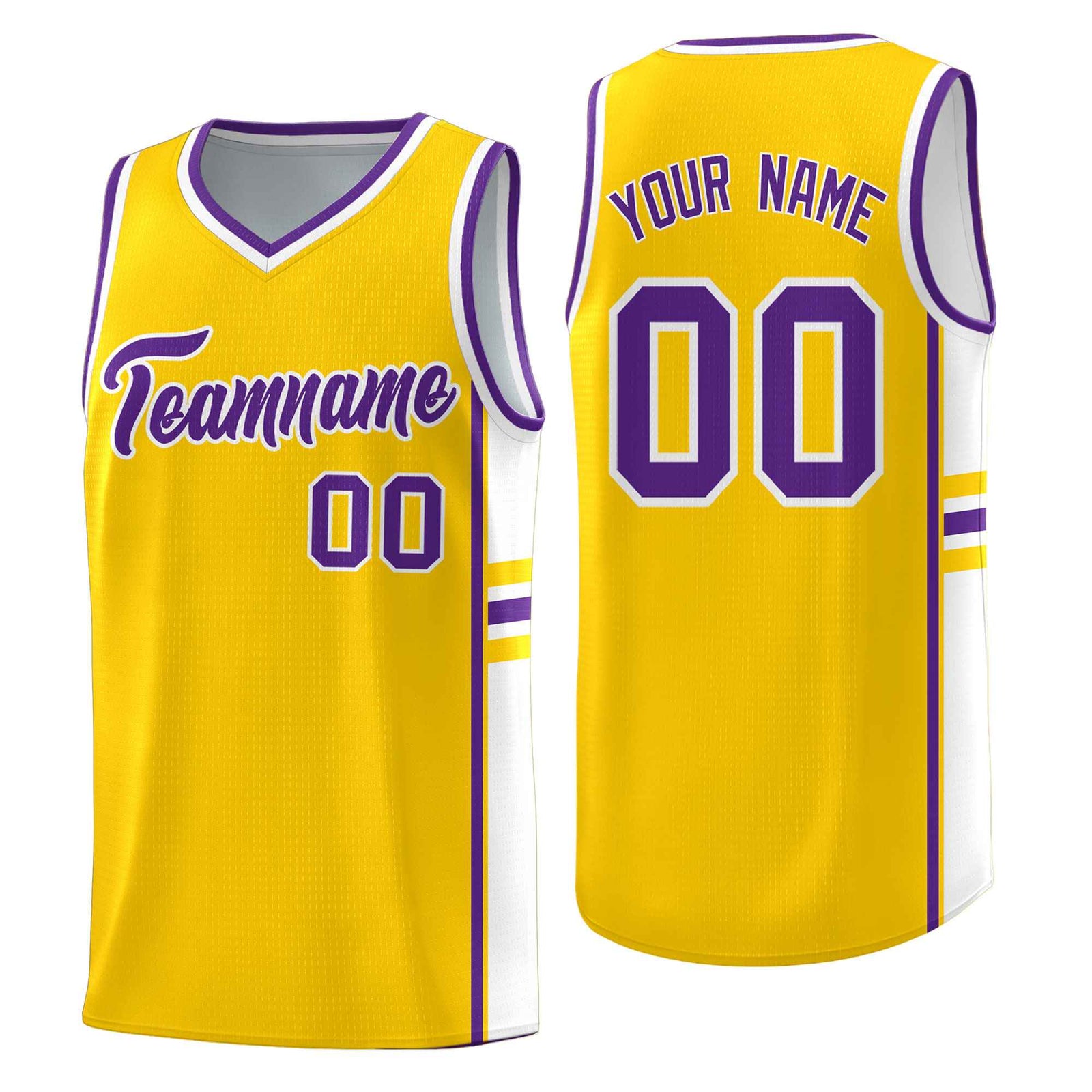 Custom Youth Basketball Jersey - Gold White Two-Tone Classic Varsity Uniform
