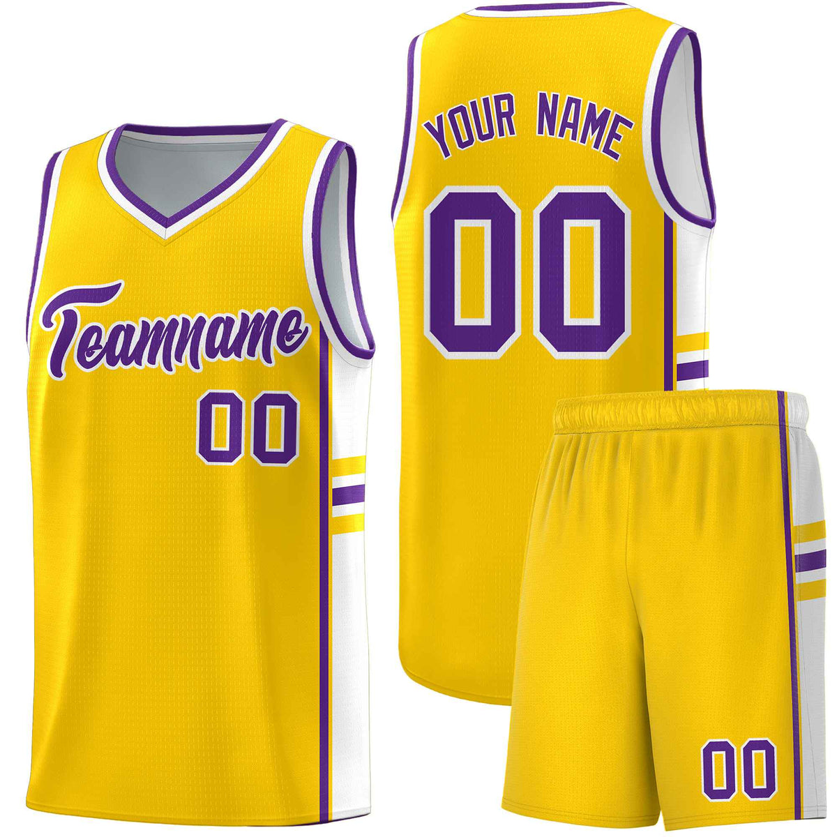 Custom Youth Basketball Jersey - Gold White Two-Tone Classic Varsity Uniform
