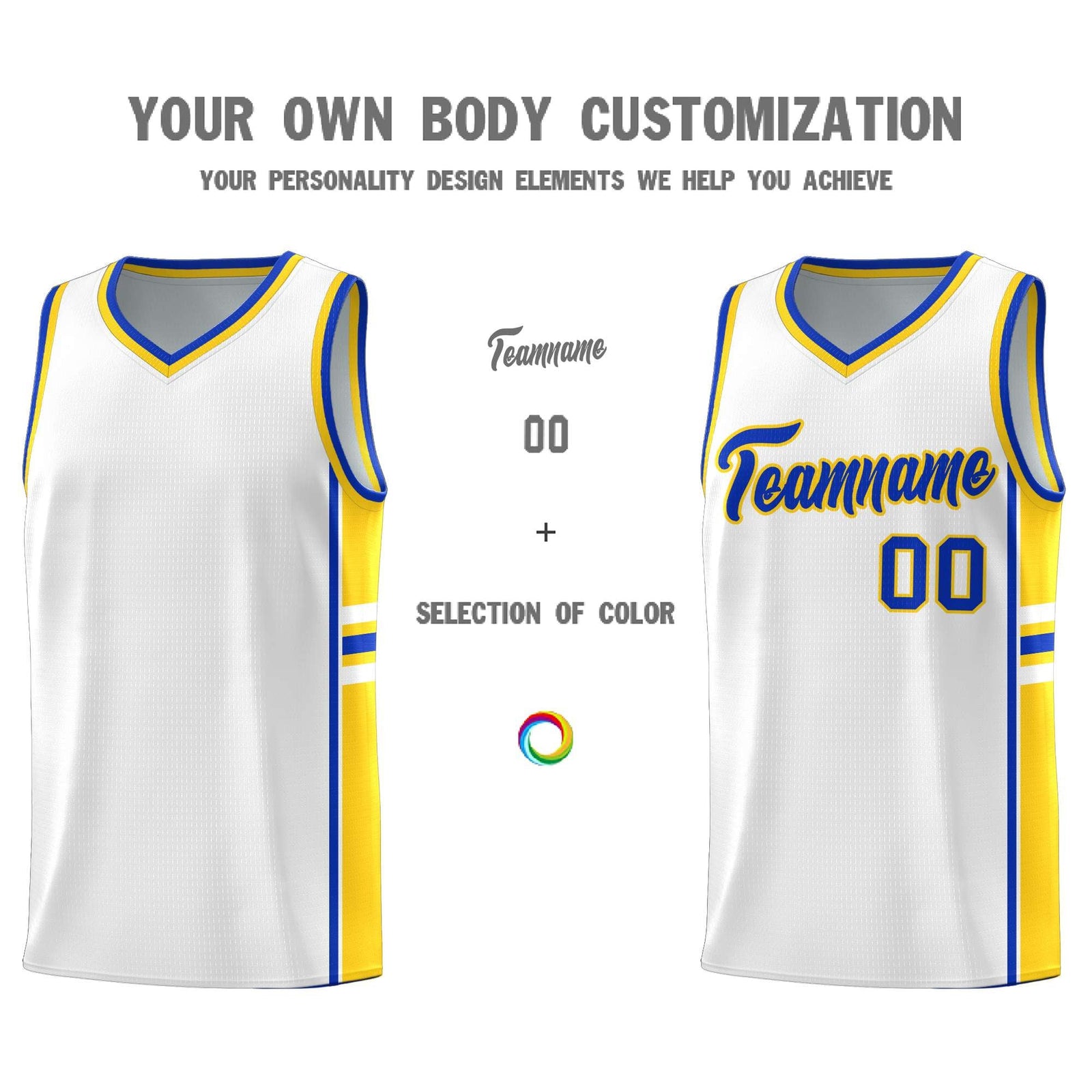 Custom Youth Basketball Jersey - White Gold Personalized Varsity Two-Tone Uniform