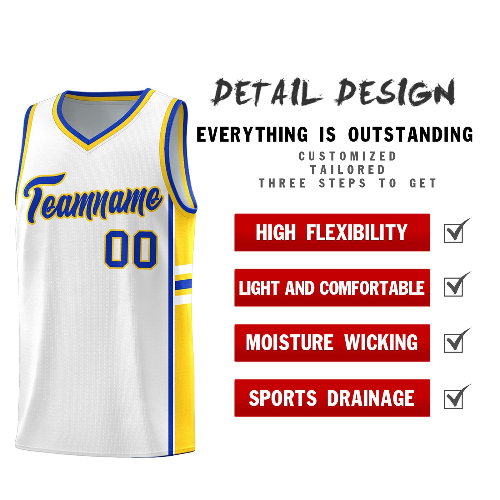 Custom Youth Basketball Jersey - White Gold Personalized Varsity Two-Tone Uniform