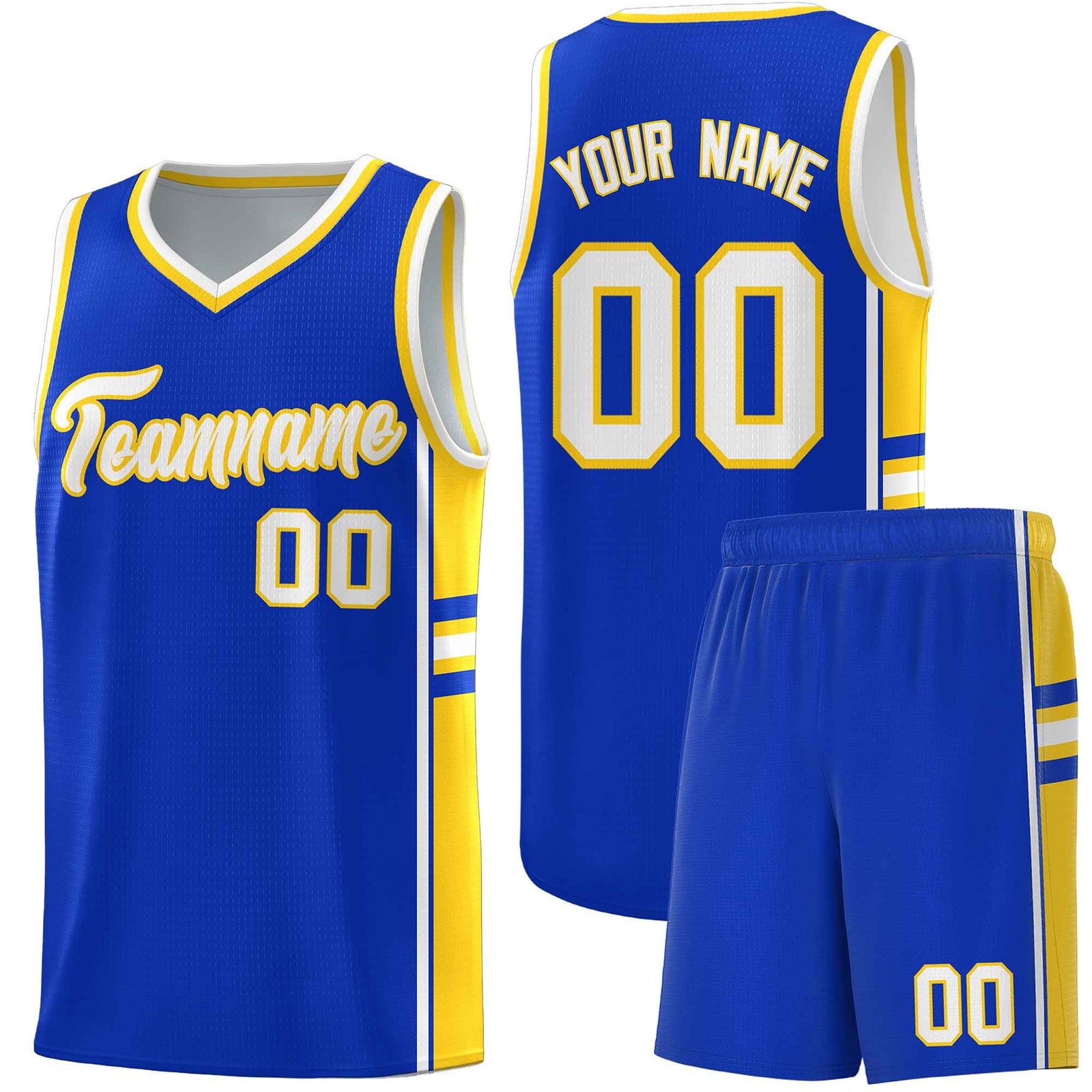 Custom Youth Basketball Jersey - Royal Gold Two-Tone Varsity Jersey Set