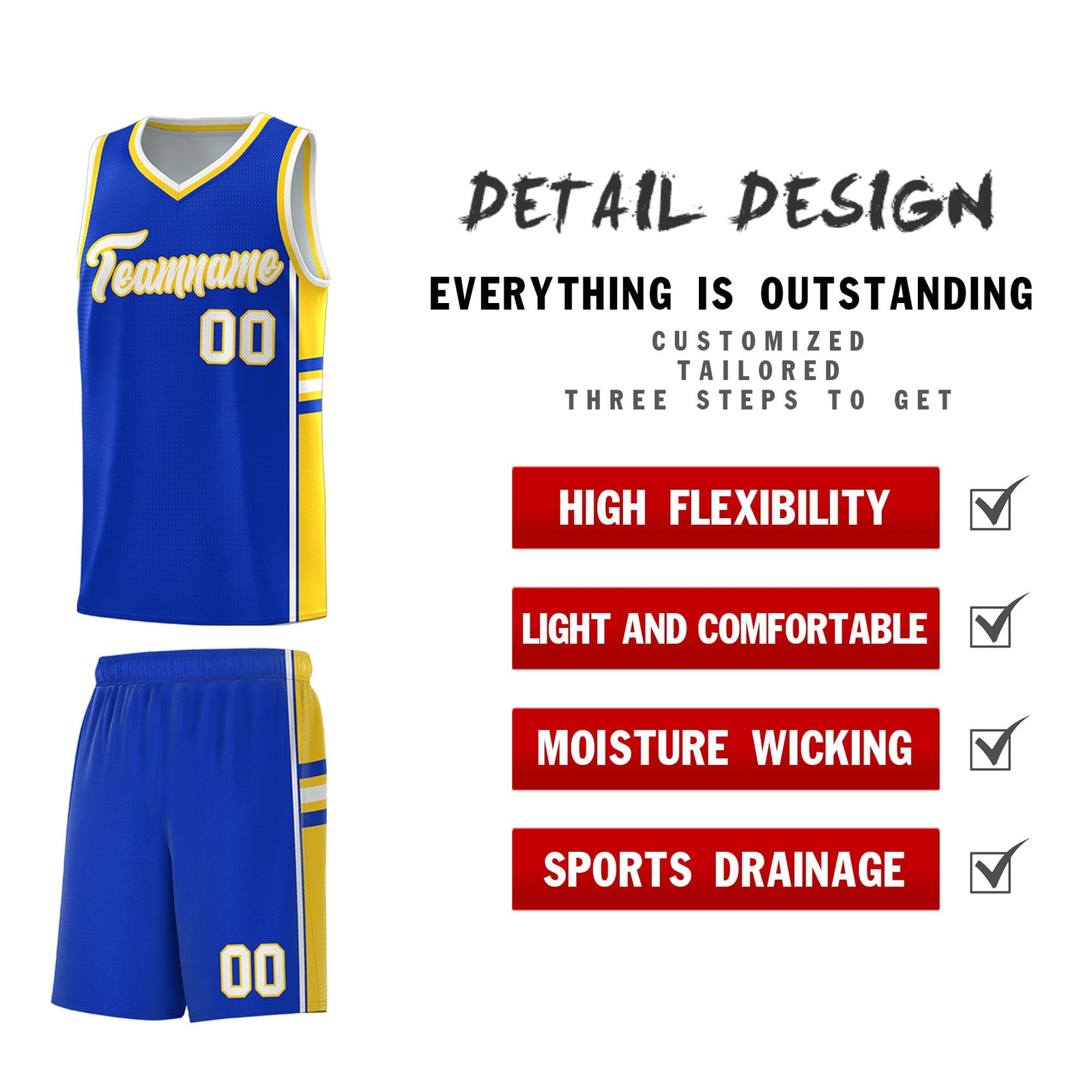 Custom Youth Basketball Jersey - Royal Gold Two-Tone Varsity Jersey Set