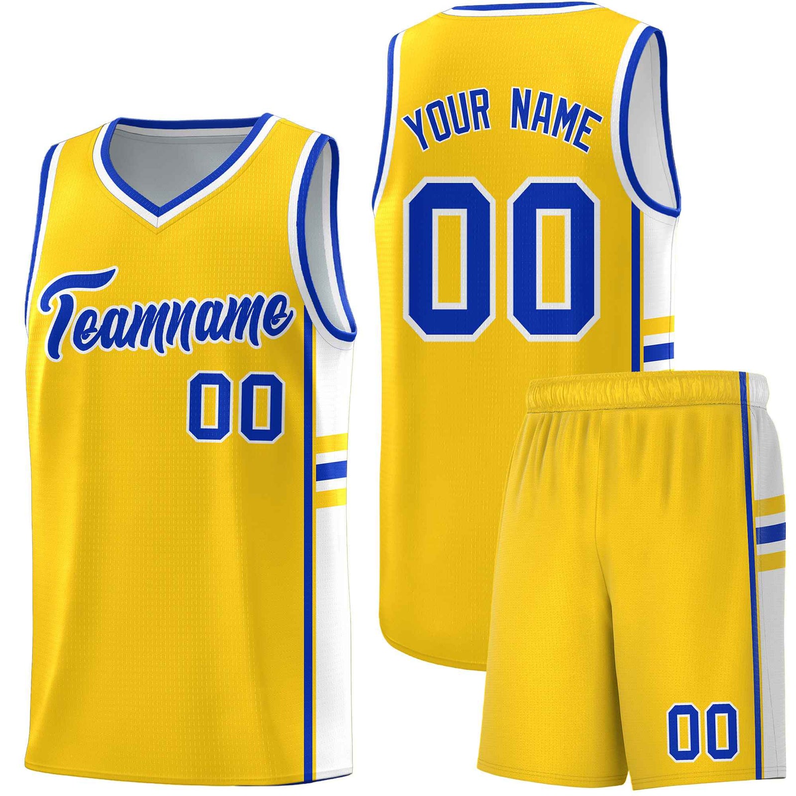 Custom Youth Basketball Jersey - Gold White Two-Tone Classic Varsity Uniform