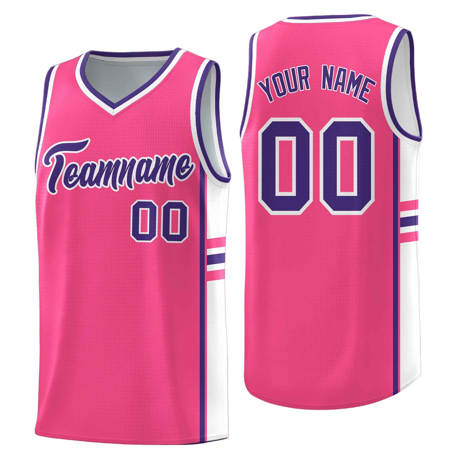 Custom Youth Basketball Jersey - Pink White Two-Tone Varsity Jersey Set