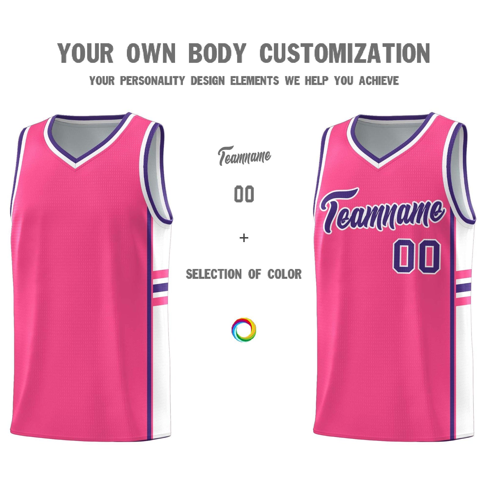 Custom Youth Basketball Jersey - Pink White Two-Tone Varsity Jersey Set
