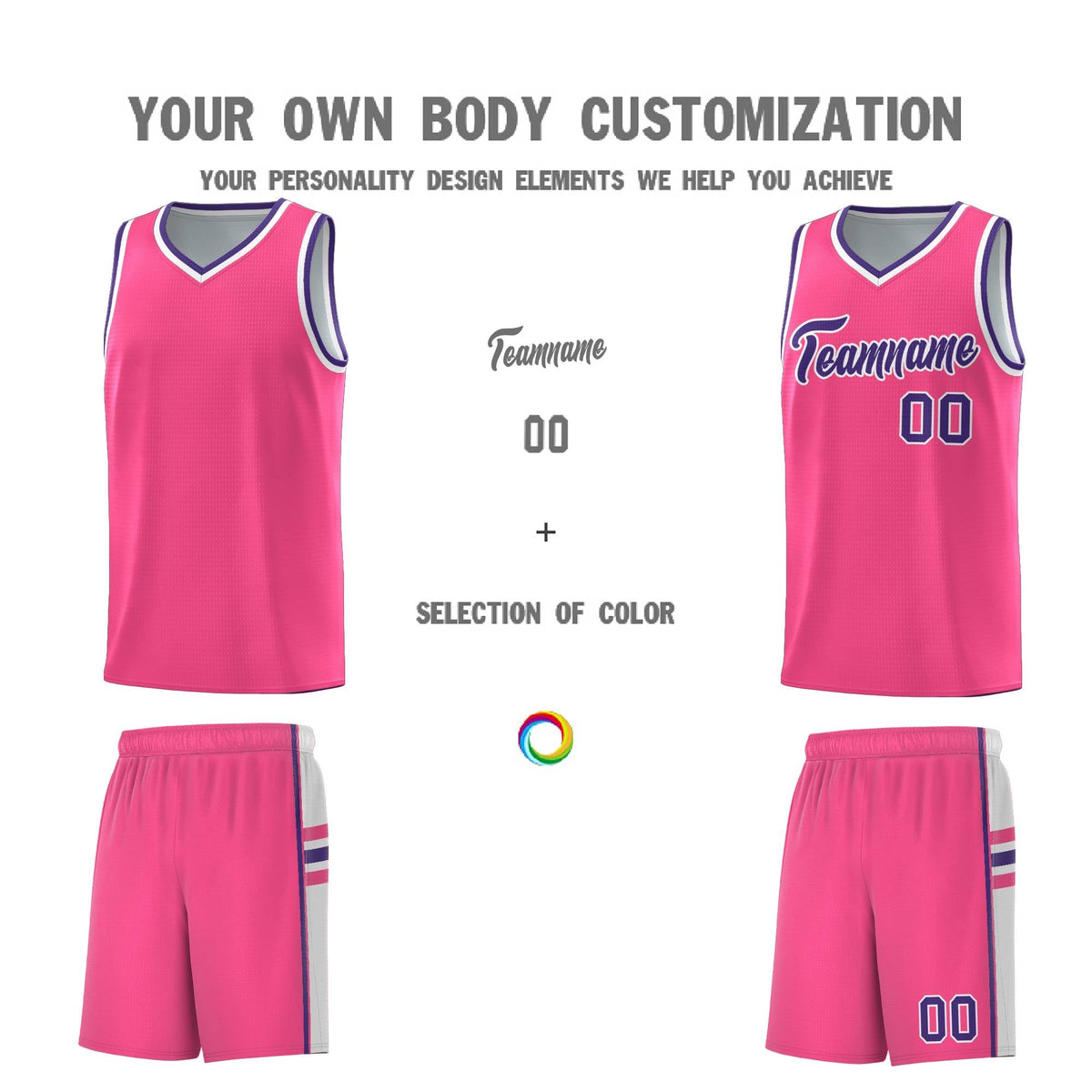 Custom Youth Basketball Jersey - Pink White Two-Tone Varsity Jersey Set
