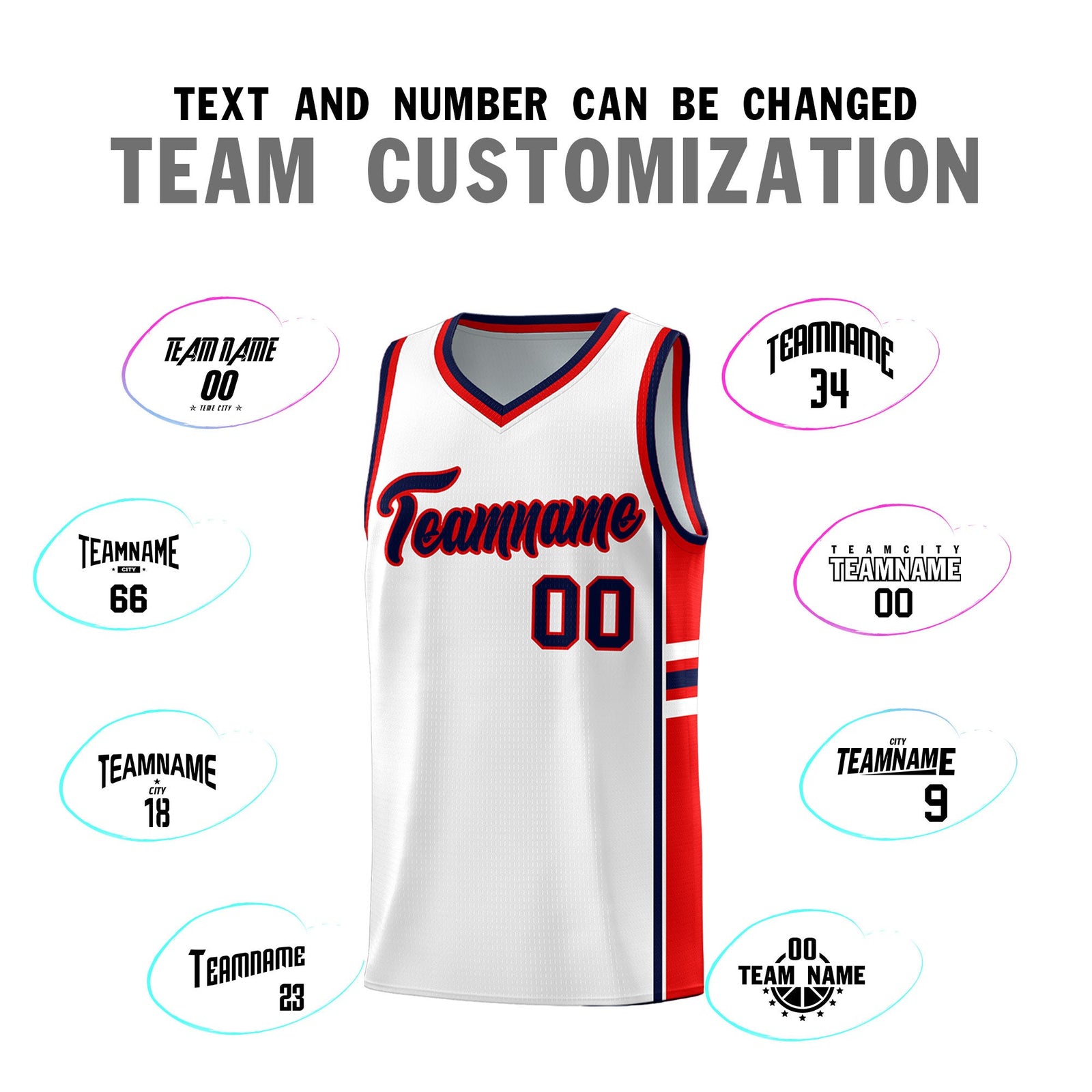 Custom Youth Basketball Jersey - White Red Personalized Varsity Two-Tone Uniform
