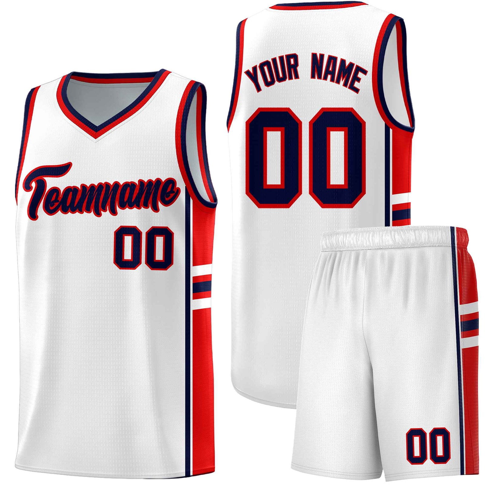 Custom Youth Basketball Jersey - White Red Personalized Varsity Two-Tone Uniform