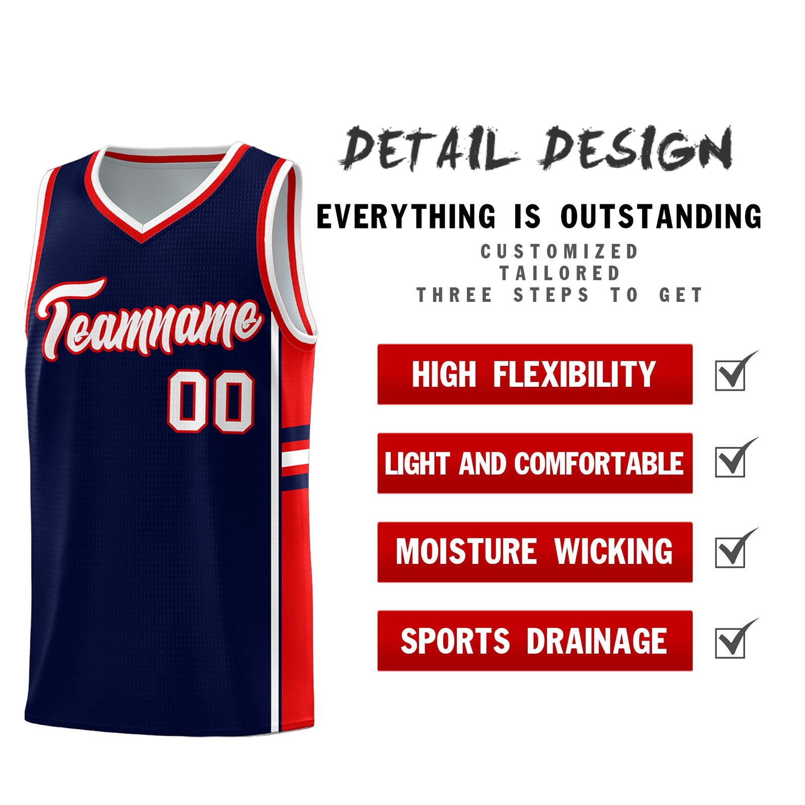 Custom Youth Basketball Jersey - Navy Red Two-Tone Varsity Jersey Set