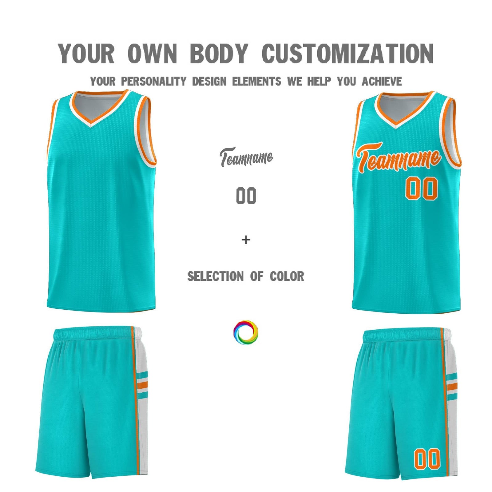 Custom Youth Basketball Jersey - Aqua White Two-Tone Classic Varsity Uniform