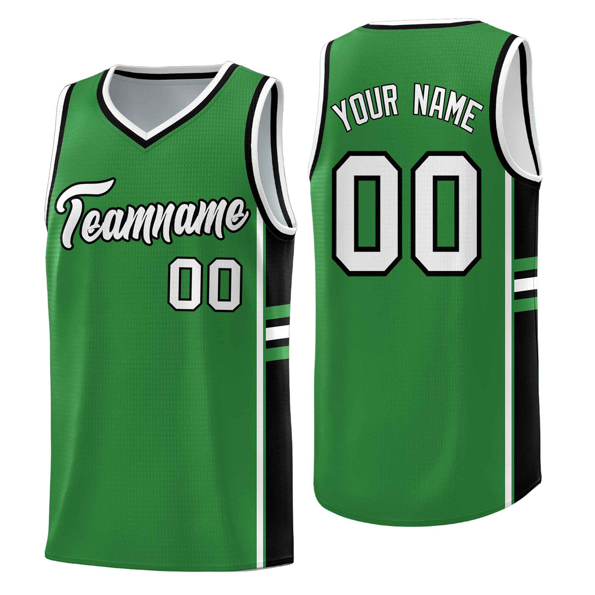 Custom Youth Basketball Jersey - Kelly Green Black Two-Tone Varsity Jersey Set