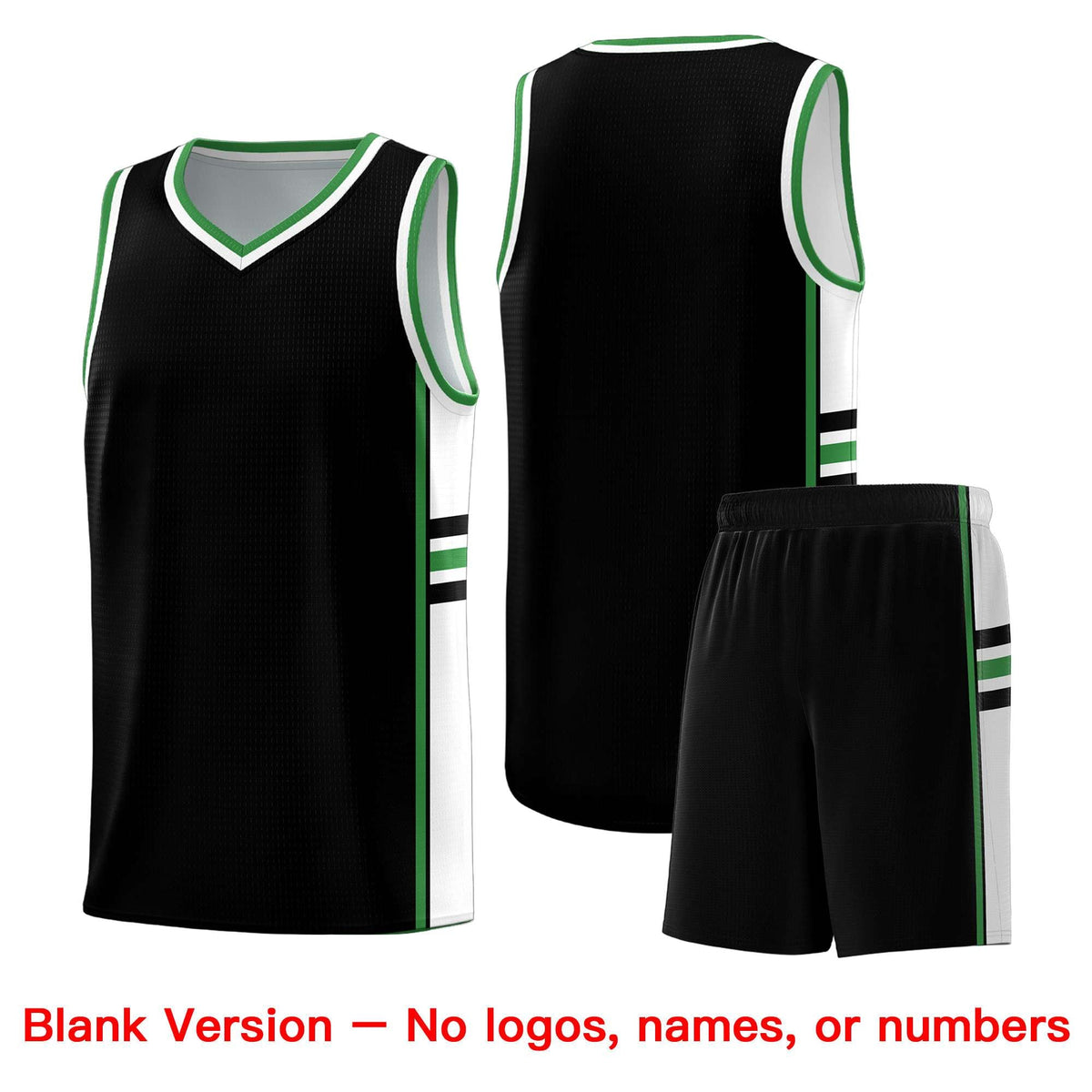 Custom Youth Basketball Jersey - Black Kelly Green Two-Tone Classic Varsity Uniform
