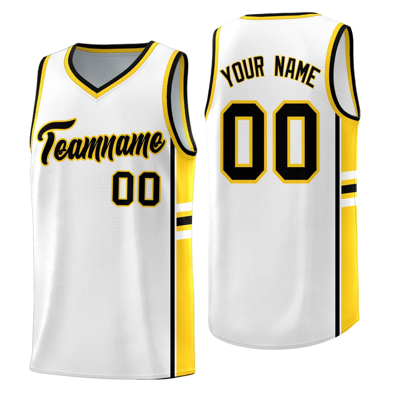 Custom Youth Basketball Jersey - White Gold Personalized Varsity Two-Tone Uniform