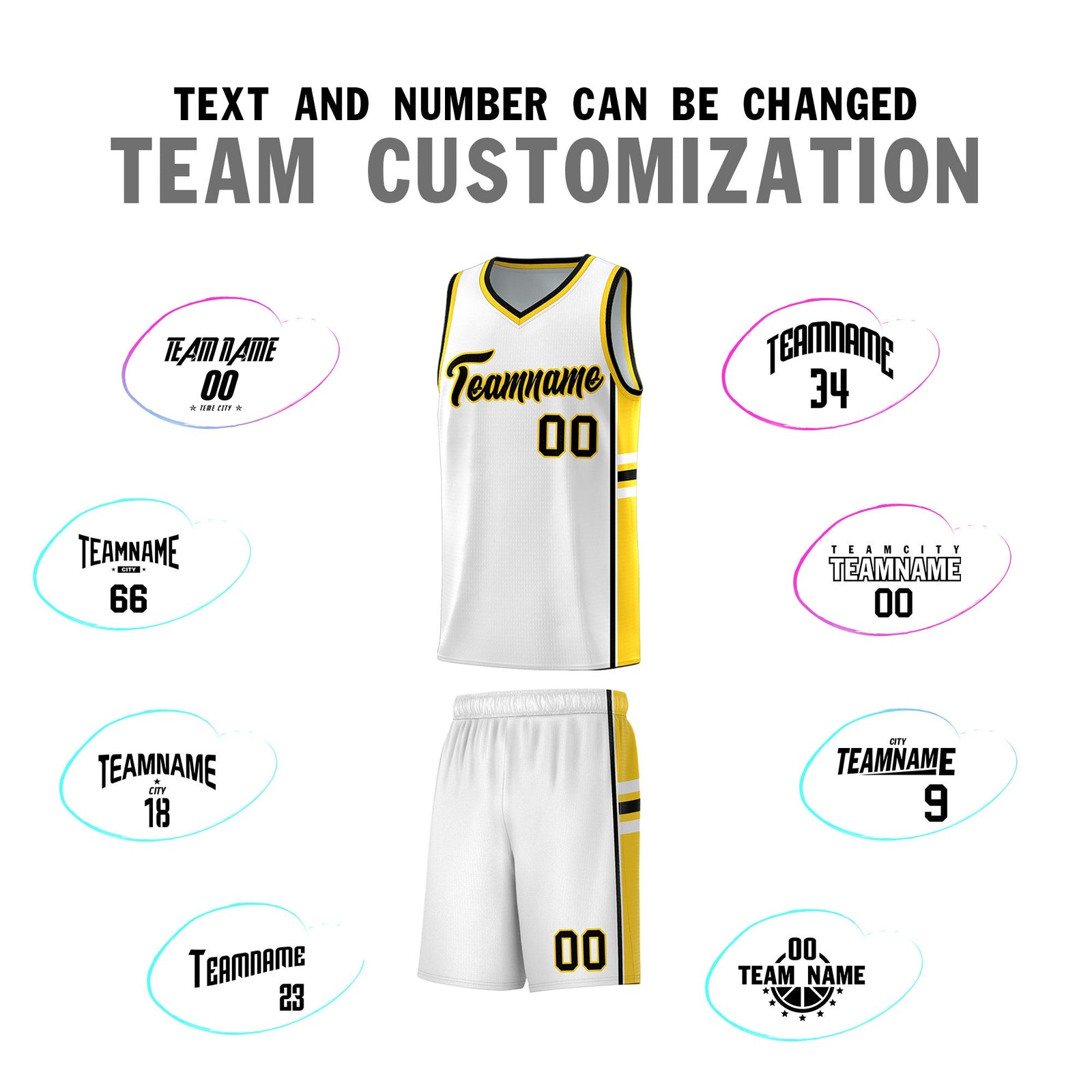 Custom Youth Basketball Jersey - White Gold Personalized Varsity Two-Tone Uniform