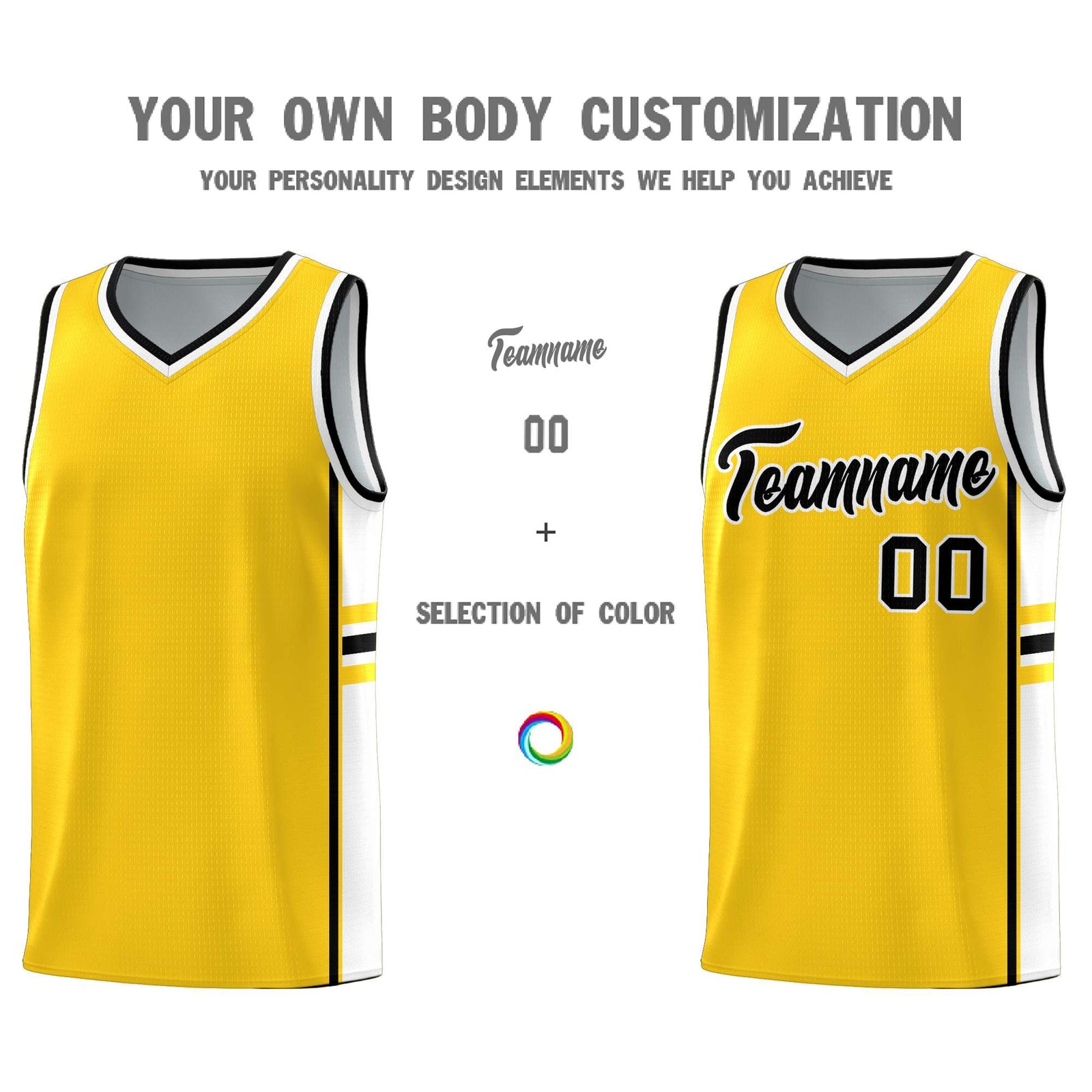 Custom Youth Basketball Jersey - Gold White Two-Tone Classic Varsity Uniform