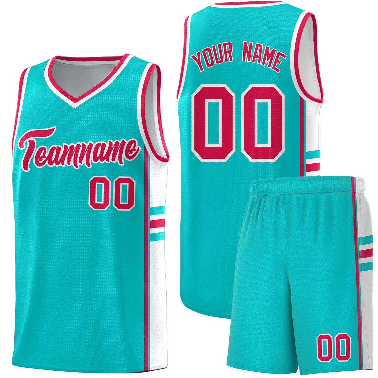 Custom Youth Basketball Jersey - Aqua White Two-Tone Classic Varsity Uniform