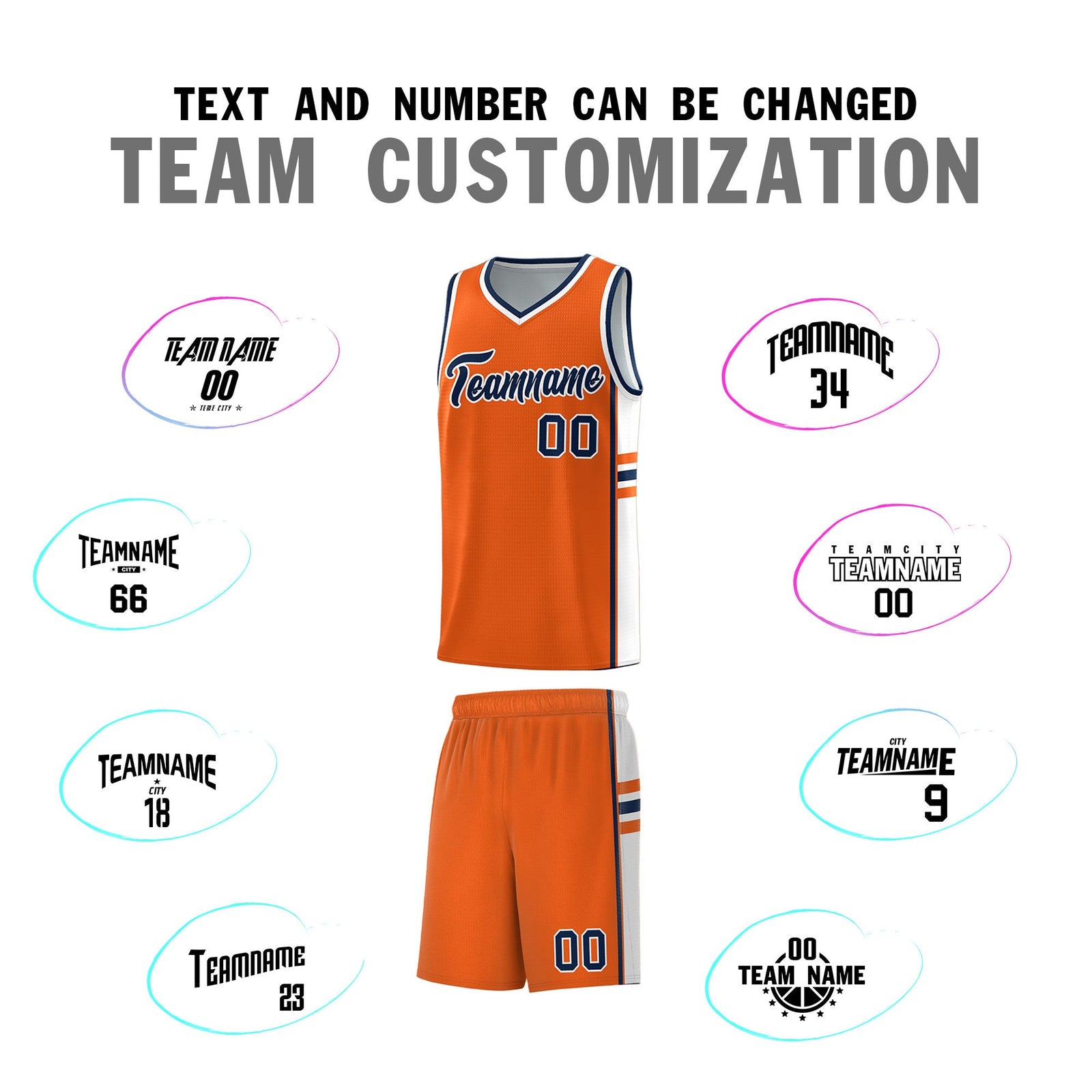 Custom Youth Basketball Jersey - Orange White Two-Tone Classic Varsity Uniform