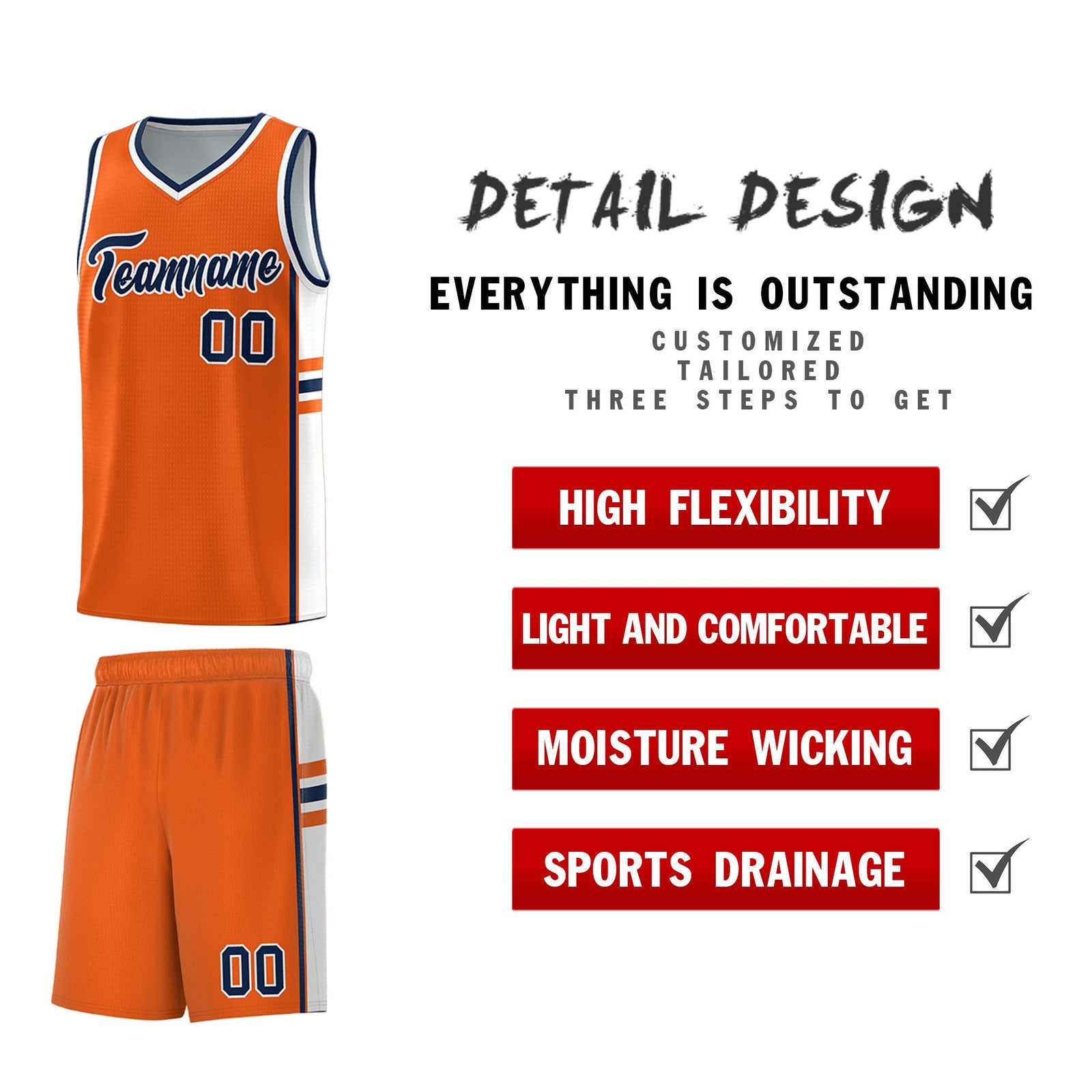 Custom Youth Basketball Jersey - Orange White Two-Tone Classic Varsity Uniform