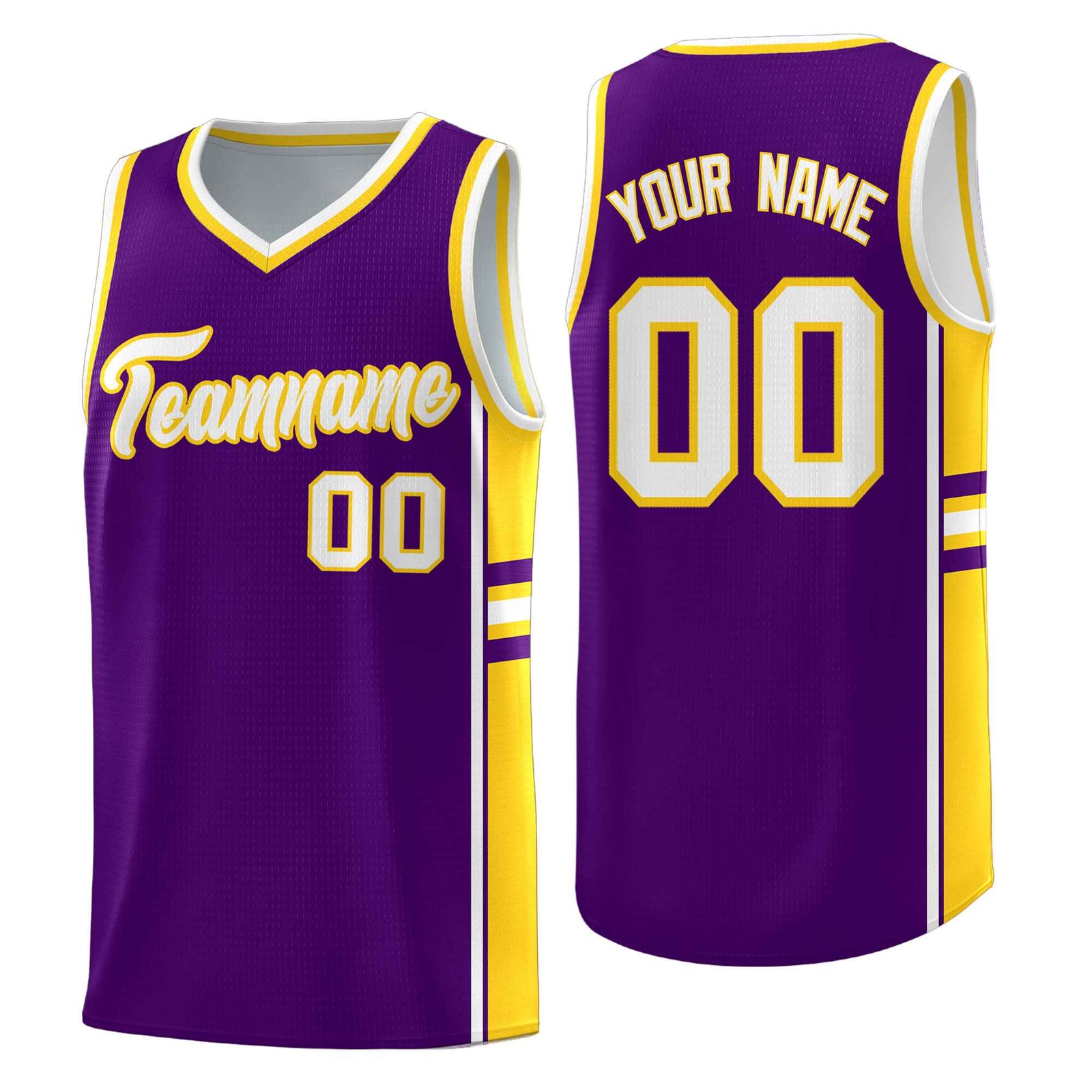 Custom Youth Basketball Jersey - Purple Gold Two-Tone Varsity Jersey Set