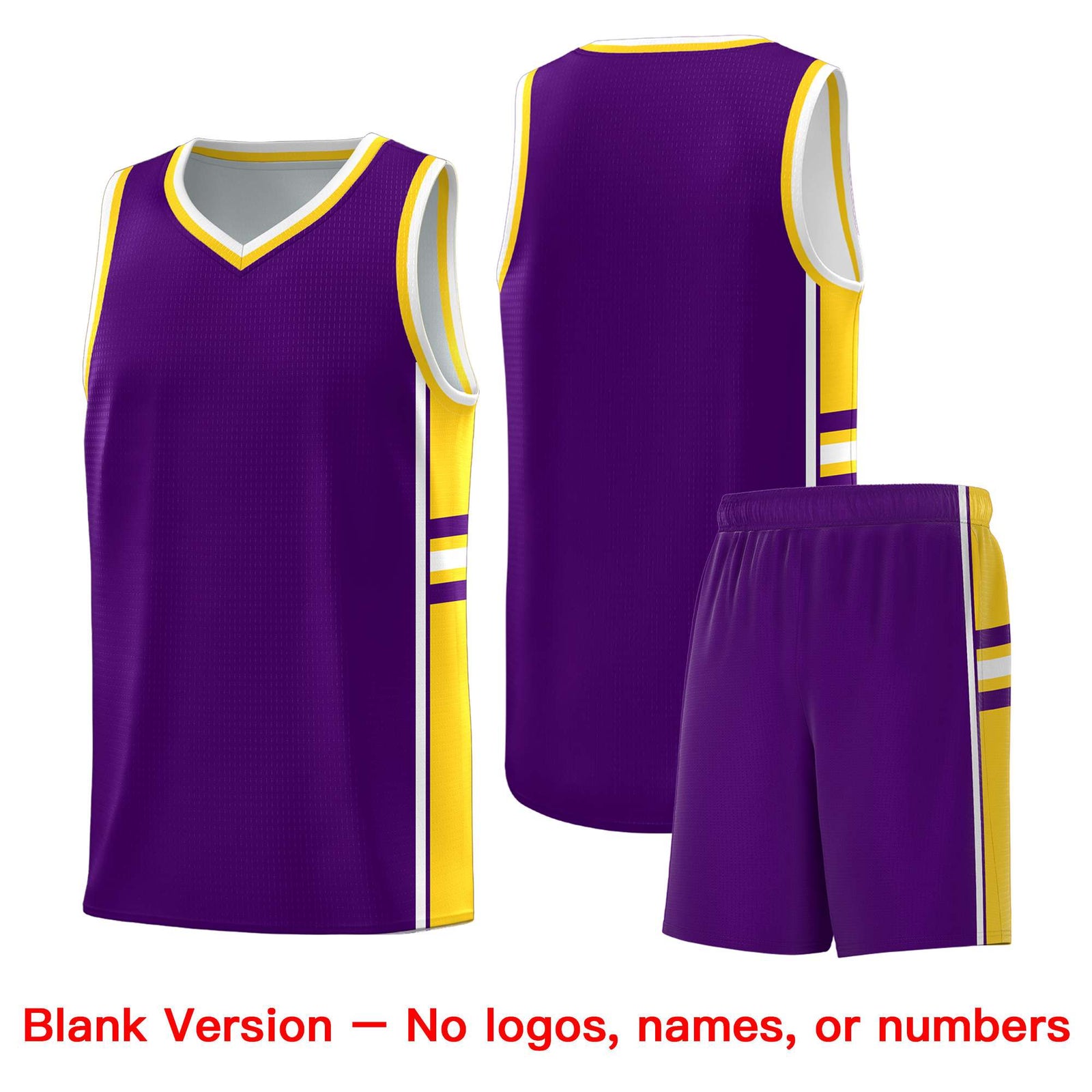 Custom Youth Basketball Jersey - Purple Gold Two-Tone Varsity Jersey Set