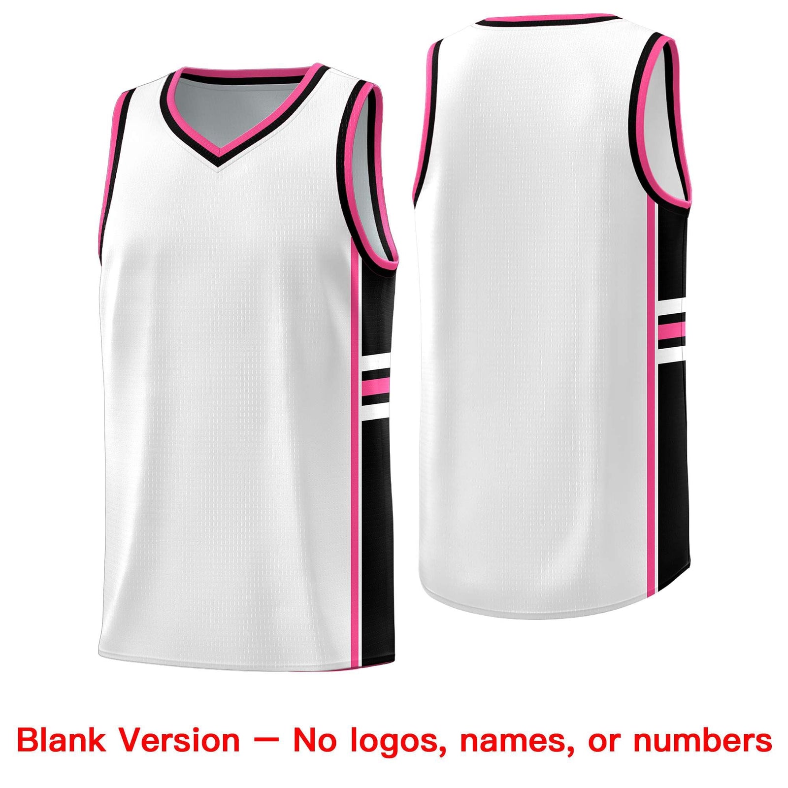 Custom Youth Basketball Jersey - White Pink Personalized Varsity Two-Tone Uniform