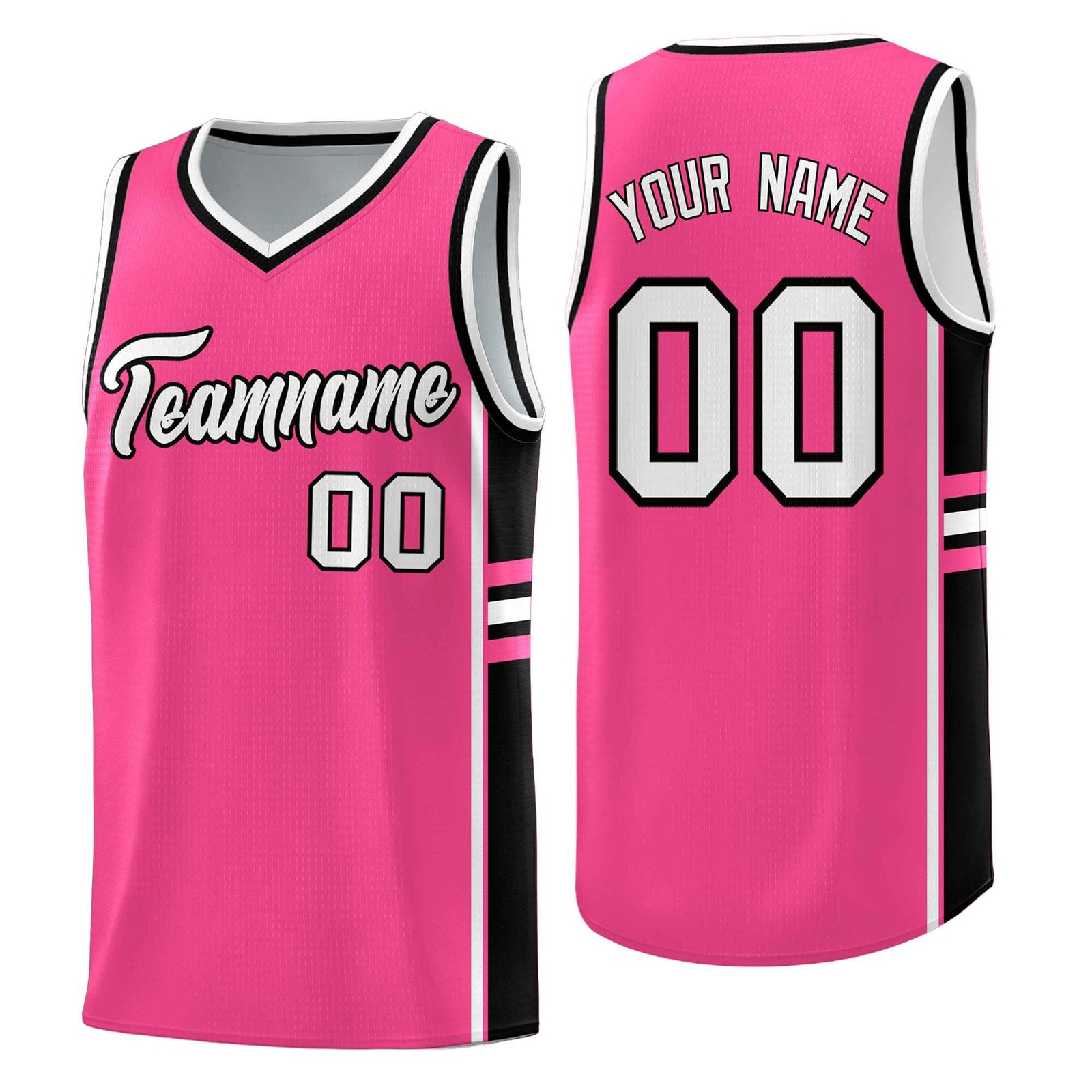 Custom Youth Basketball Jersey - Pink Black Two-Tone Varsity Jersey Set