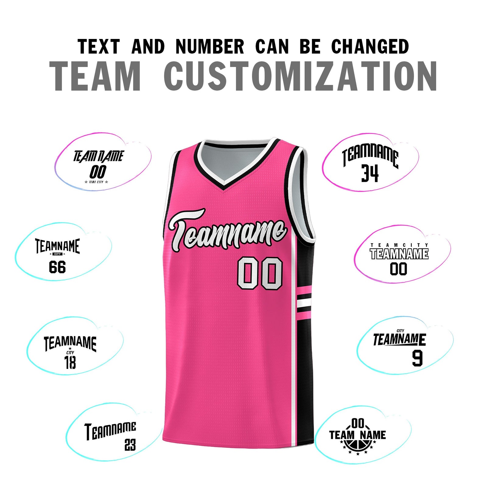 Custom Youth Basketball Jersey - Pink Black Two-Tone Varsity Jersey Set