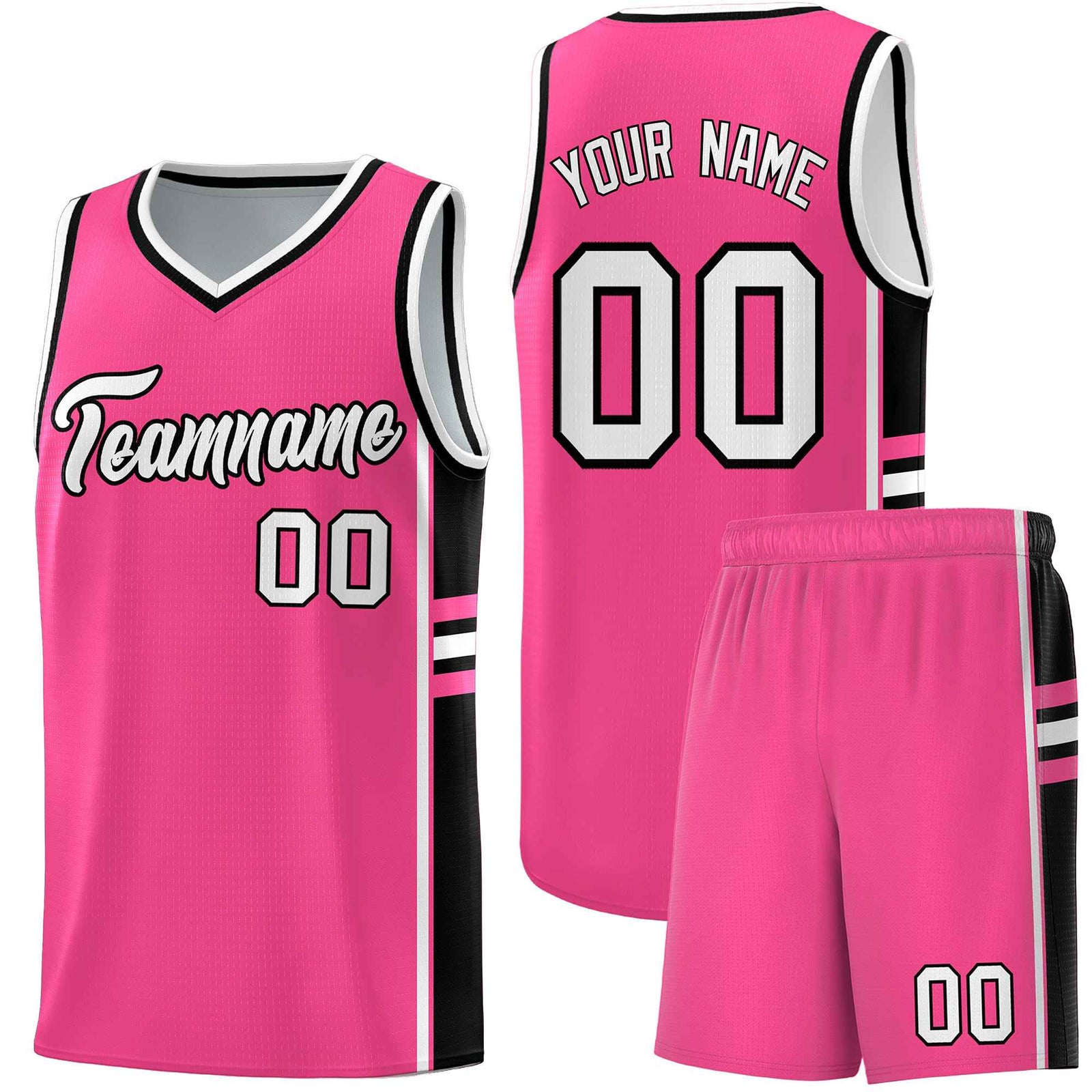 Custom Youth Basketball Jersey - Pink Black Two-Tone Varsity Jersey Set
