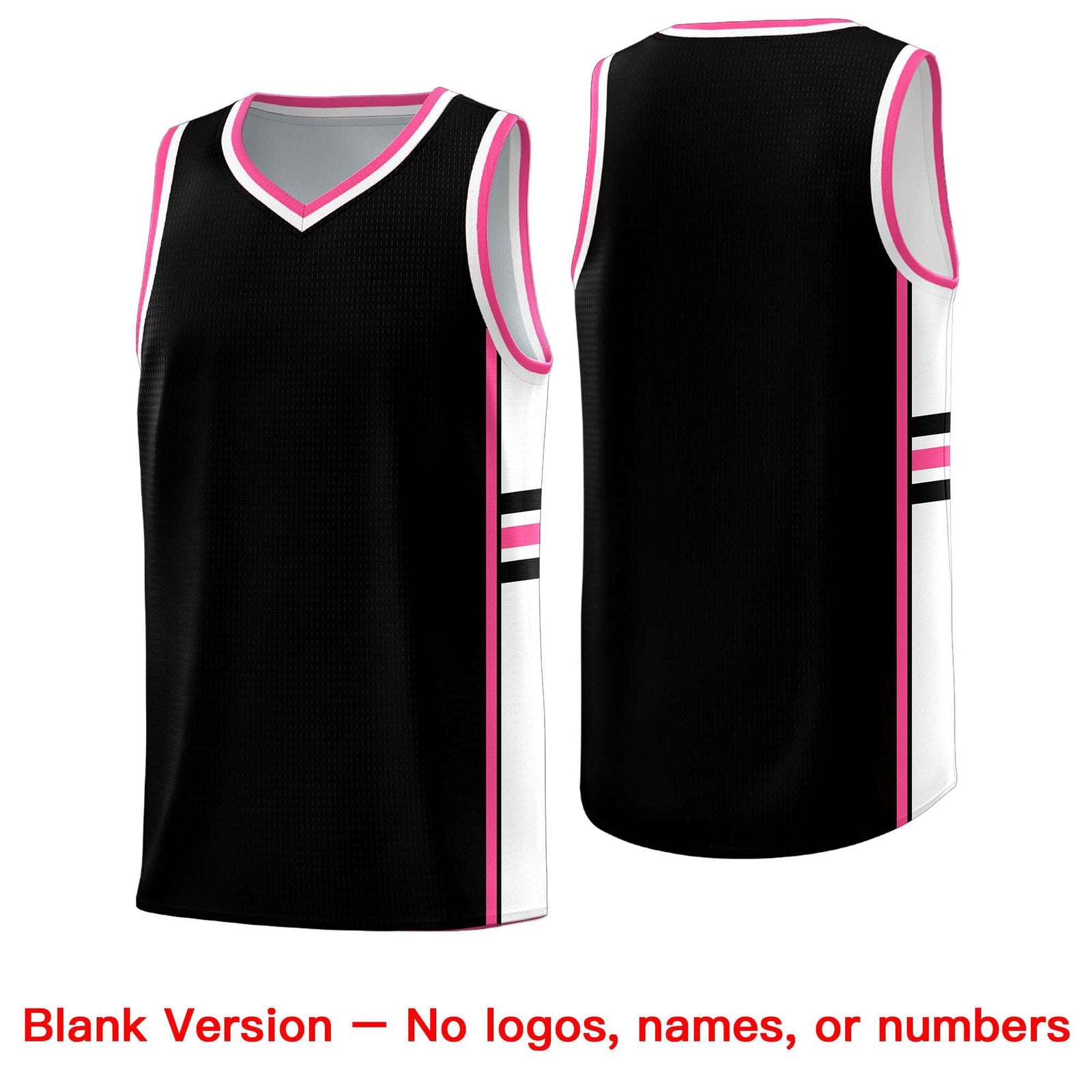 Custom Youth Basketball Jersey - Black Pink Two-Tone Classic Varsity Uniform