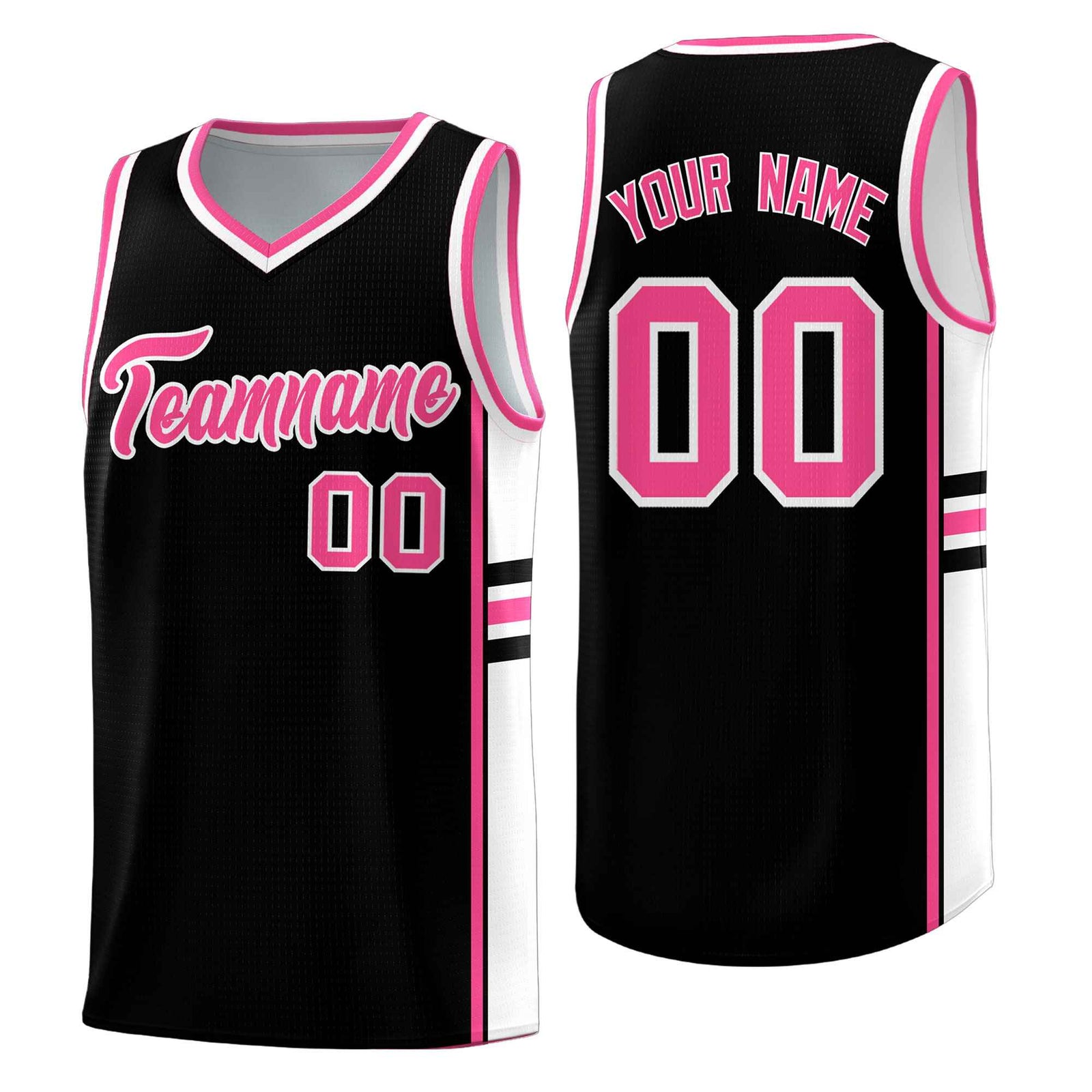 Custom Youth Basketball Jersey - Black Pink Two-Tone Classic Varsity Uniform