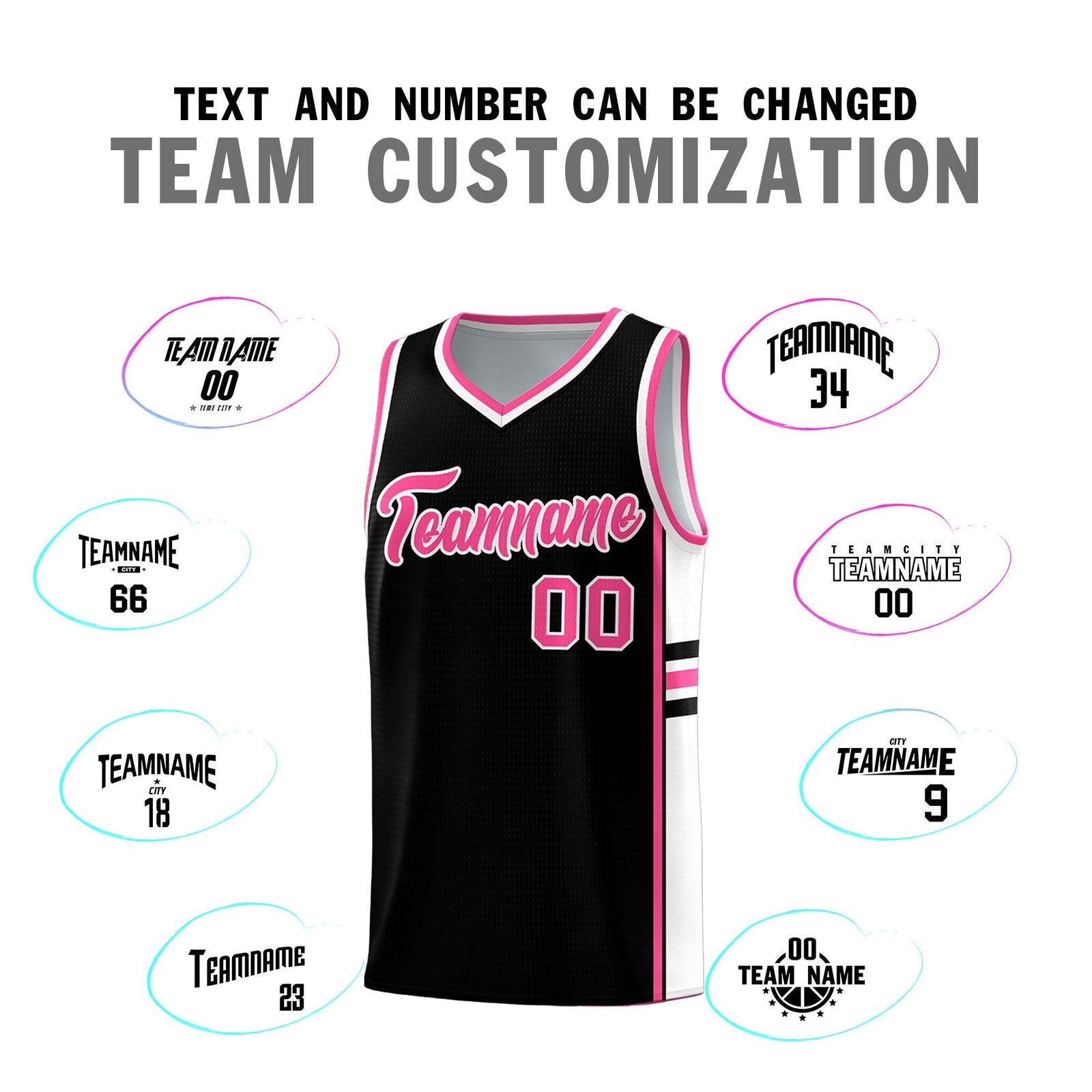 Custom Youth Basketball Jersey - Black Pink Two-Tone Classic Varsity Uniform