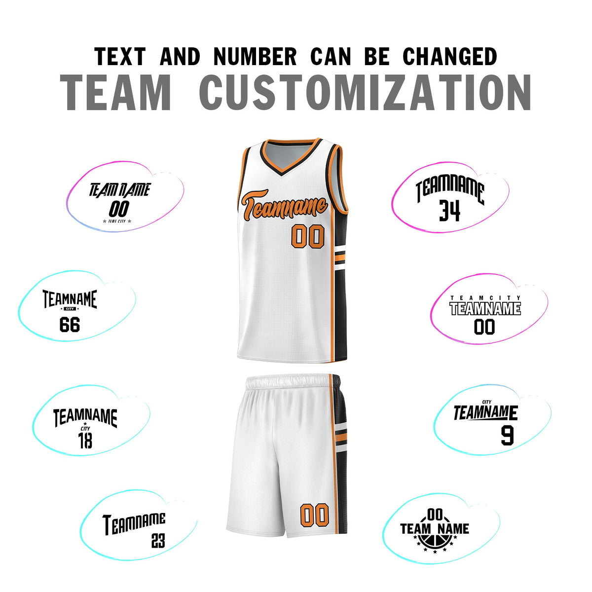 Custom Youth Basketball Jersey - White Gold Orange Personalized Varsity Two-Tone Uniform