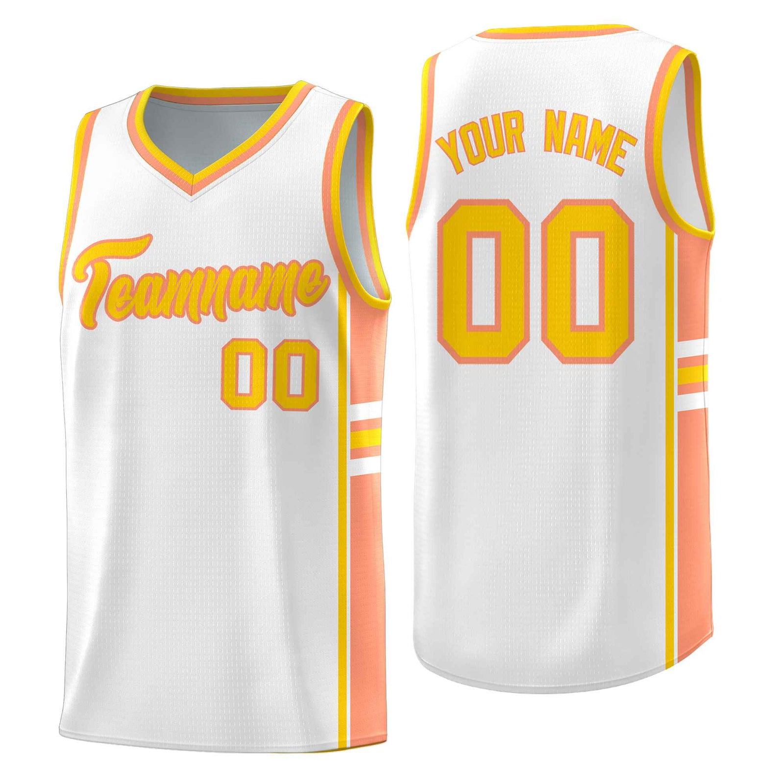 Custom Youth Basketball Jersey - White Light Orange Two-Tone Varsity Jersey Set