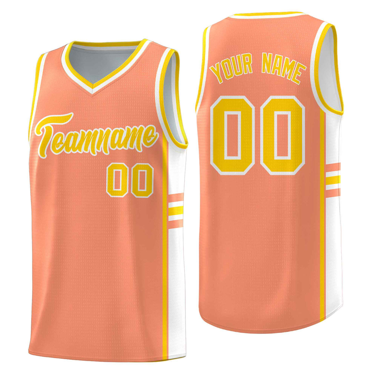 Custom Youth Basketball Jersey - Light Orange White Two-Tone Classic Varsity Uniform