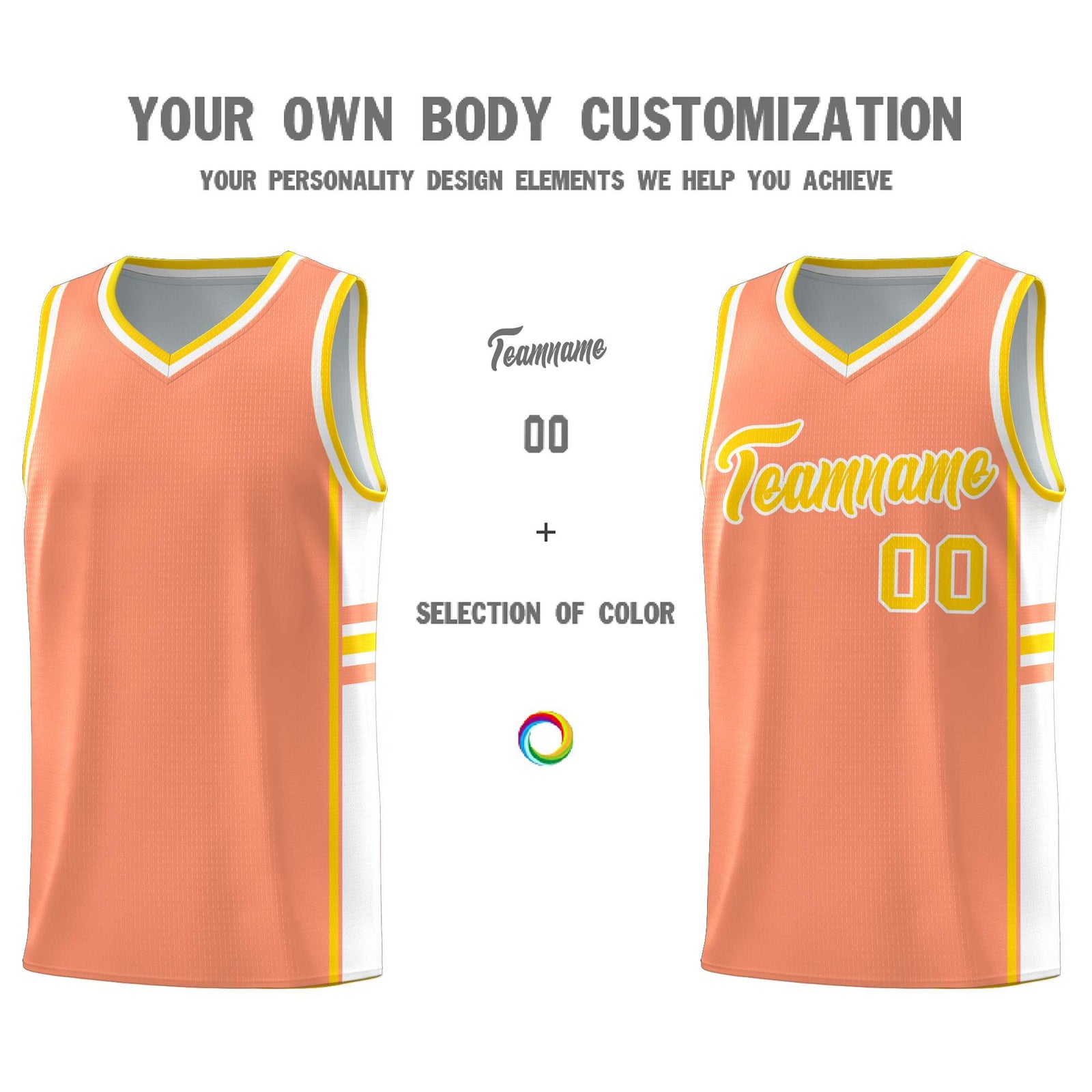 Custom Youth Basketball Jersey - Light Orange White Two-Tone Classic Varsity Uniform