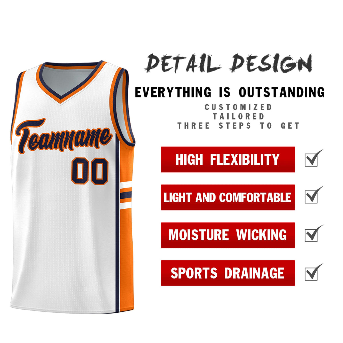 Custom Youth Basketball Jersey - White Orange Two-Tone Varsity Jersey Set