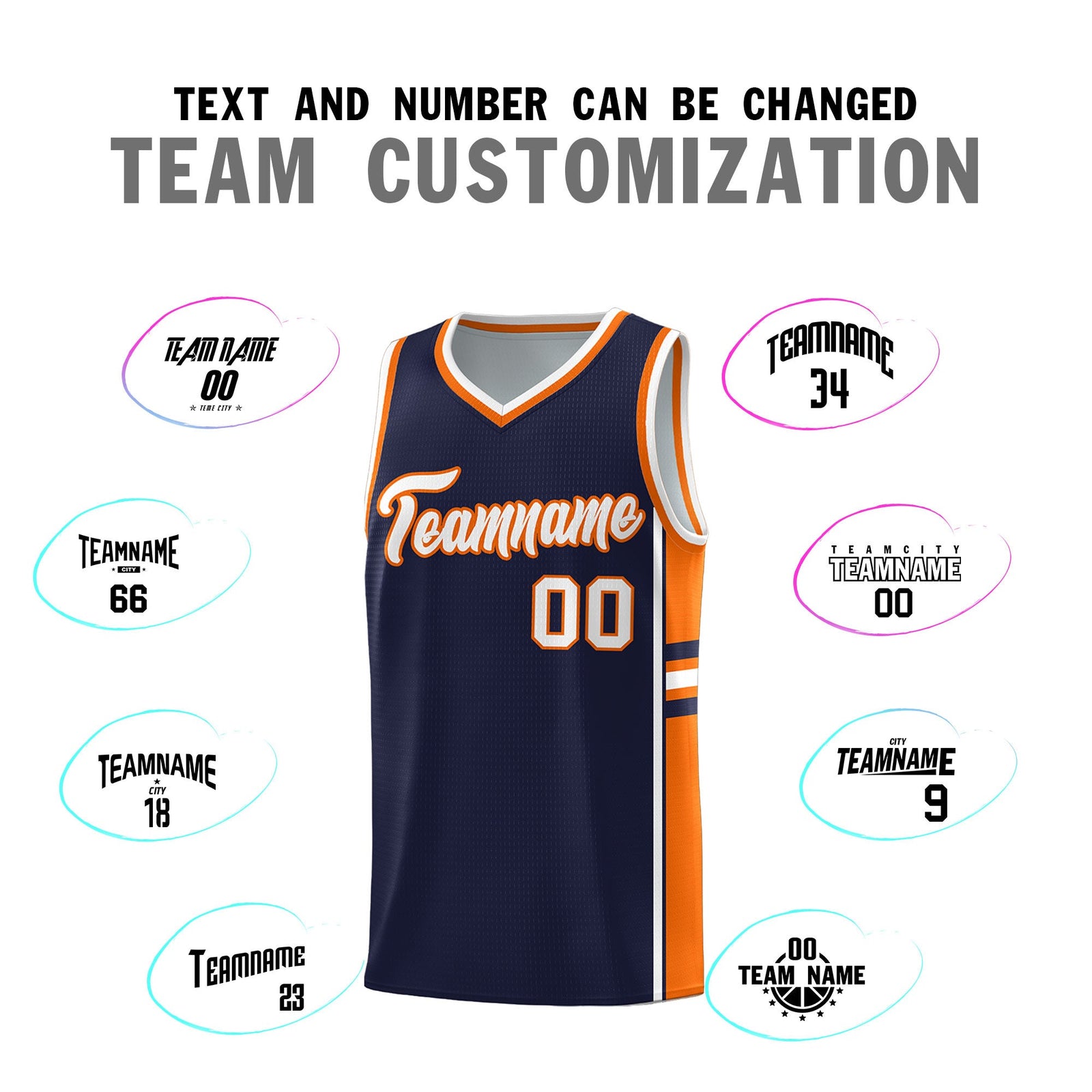 Custom Youth Basketball Jersey - Navy Orange Two-Tone Classic Varsity Uniform